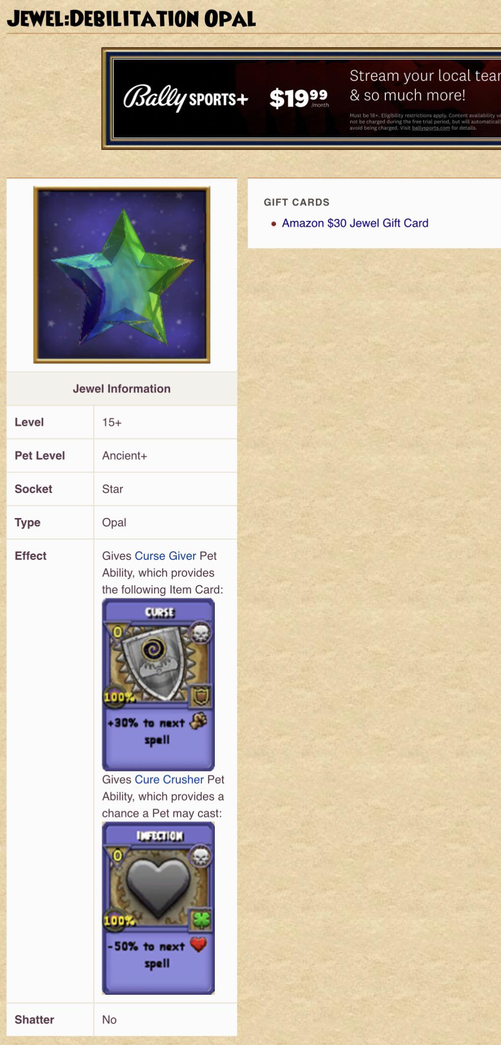 The new March 30 Amazon Pet Jewel Debilitating Opal. What do you