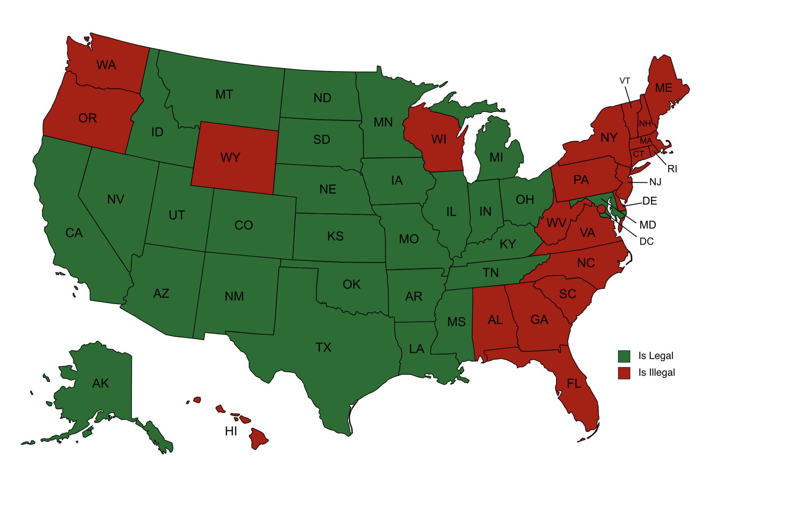 In which states is it legal to double tow? r/MapPorn