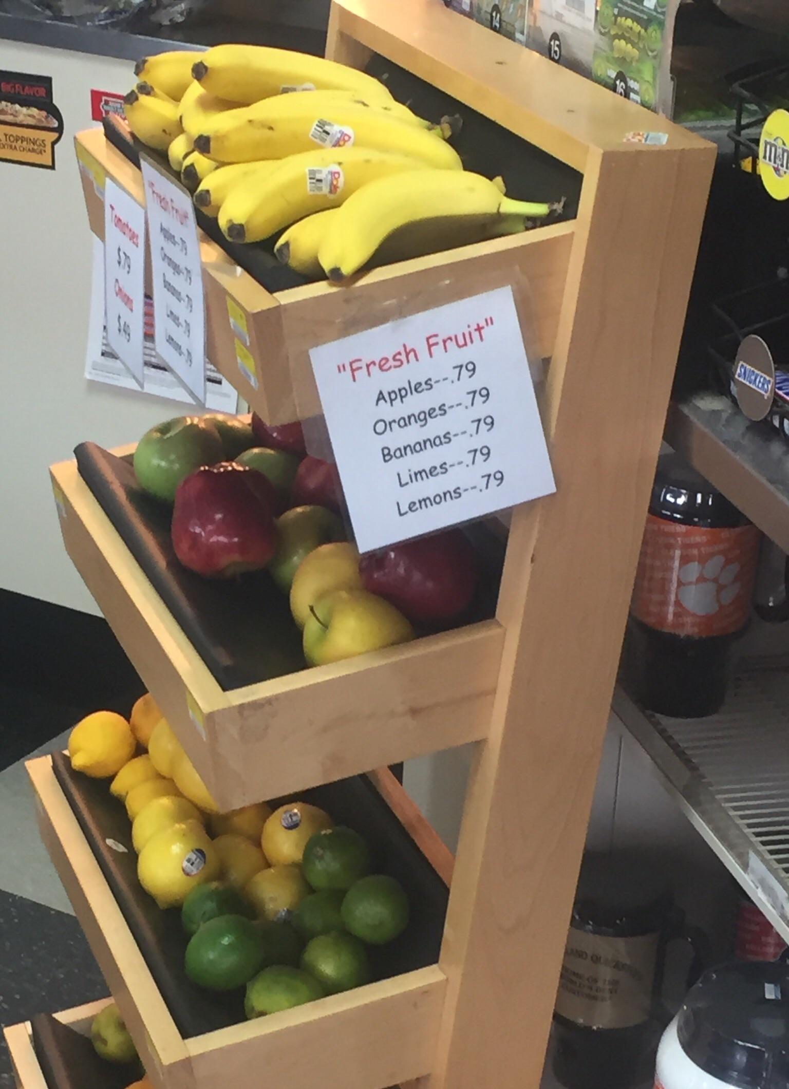 “Fresh Fruit” in a gas station r/suspiciousquotes