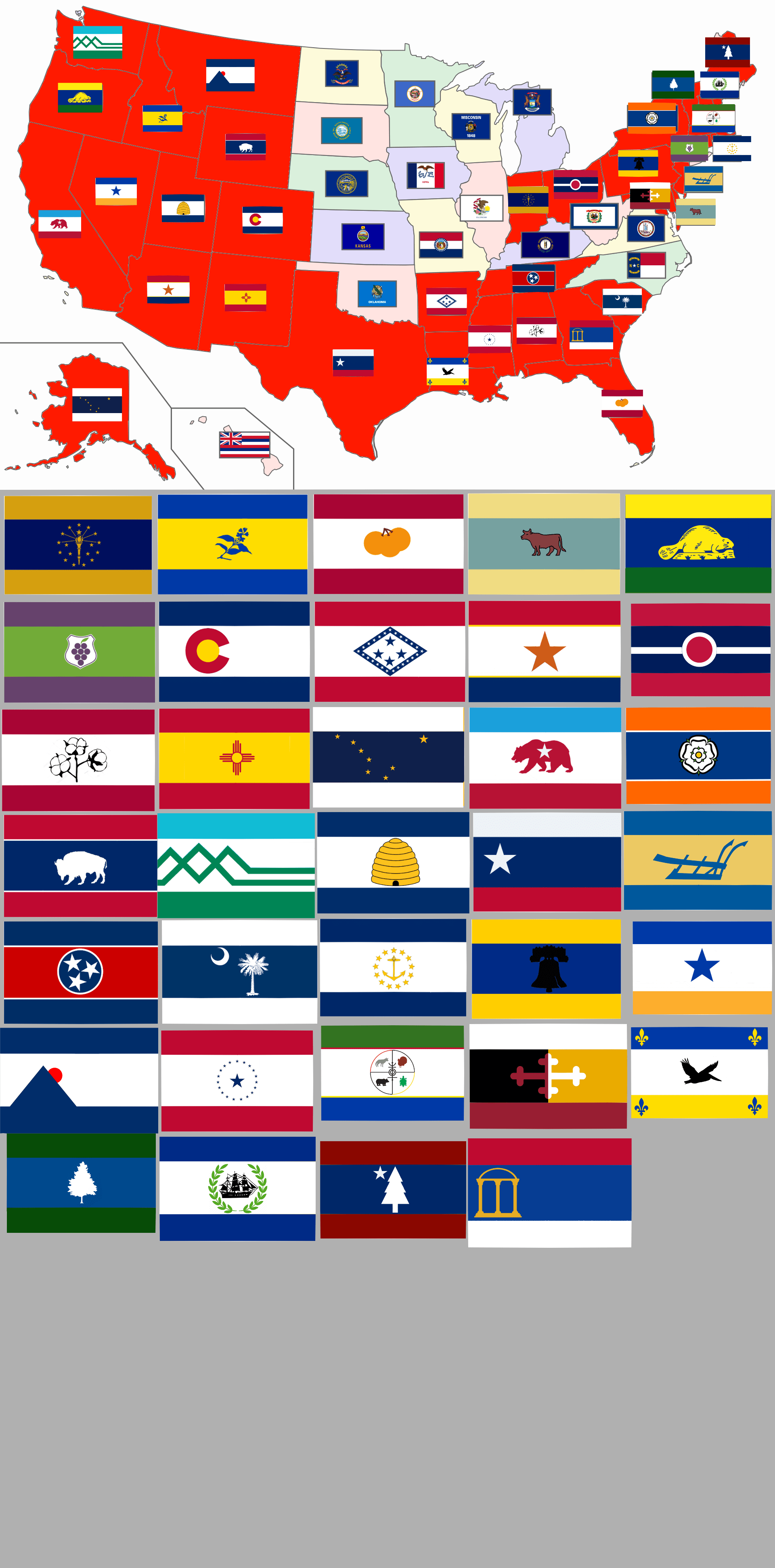 State Flags Redesigned with 121 only 16 left r/vexillology