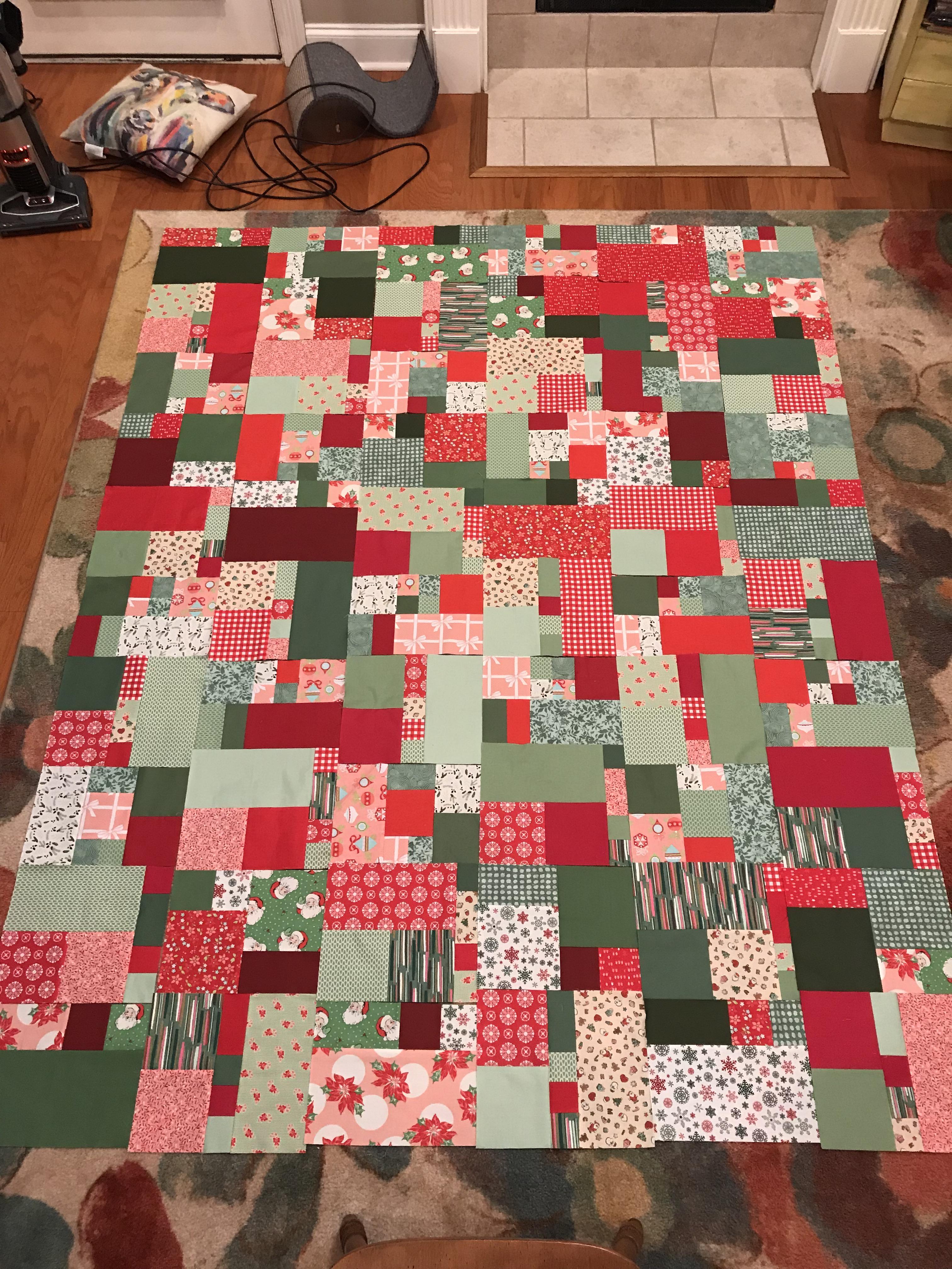 Blocks completed! Now to start putting it all together! This will be my baby’s Christmas quilt