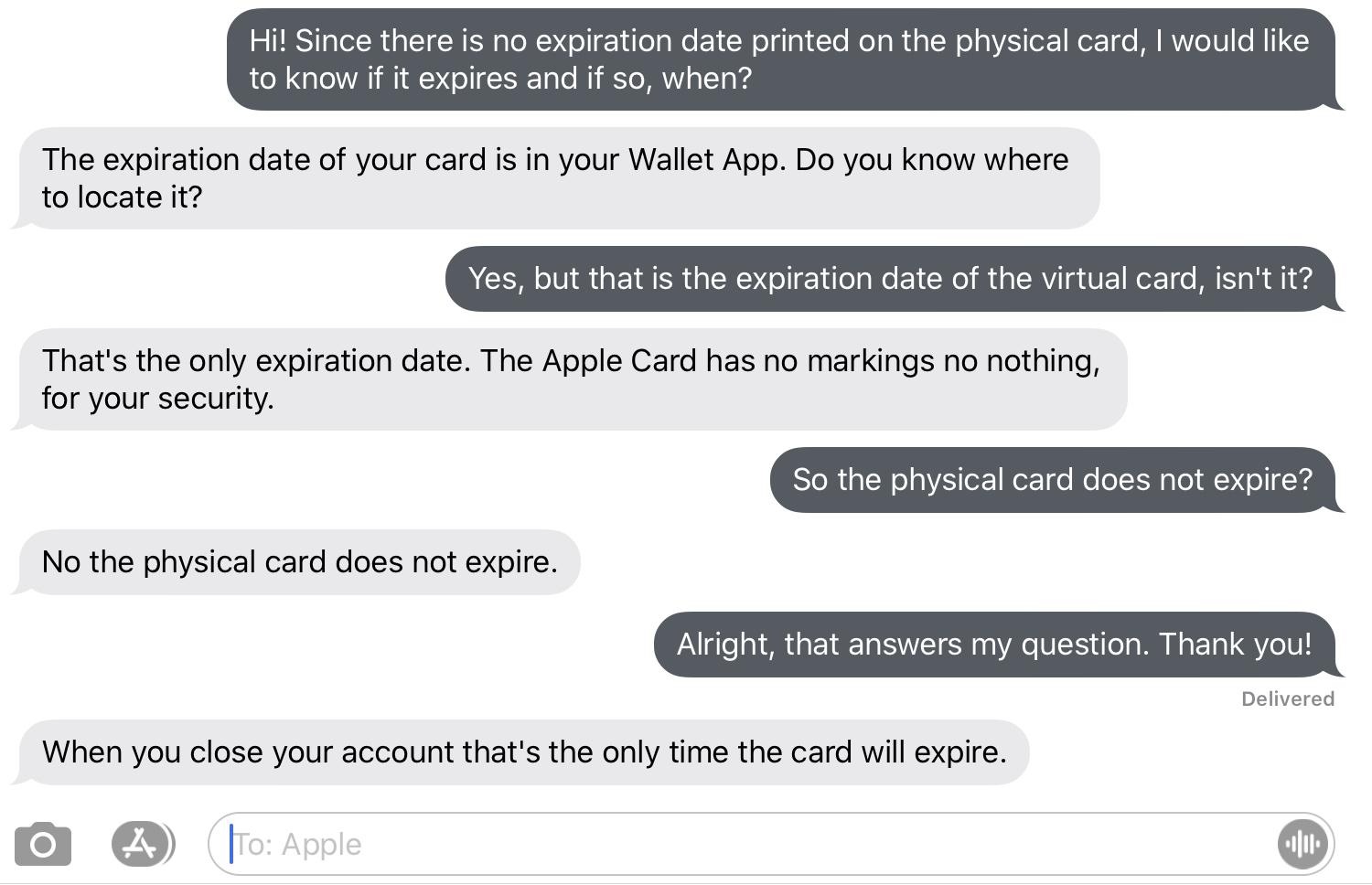 According to GS, the physical card does not expire r/AppleCard