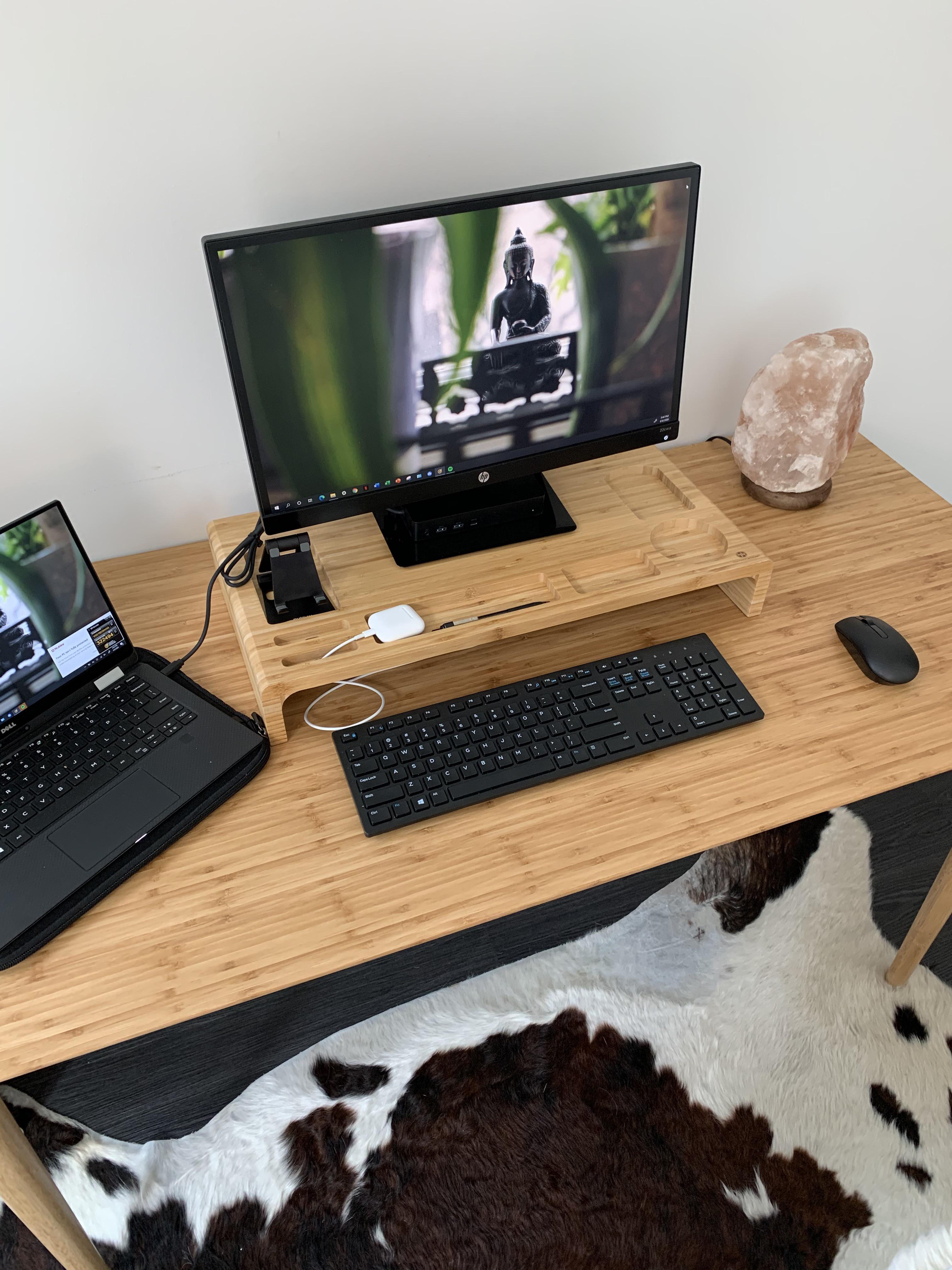 It’s like the Huntington home bamboo monitor stand was made for my IKEA