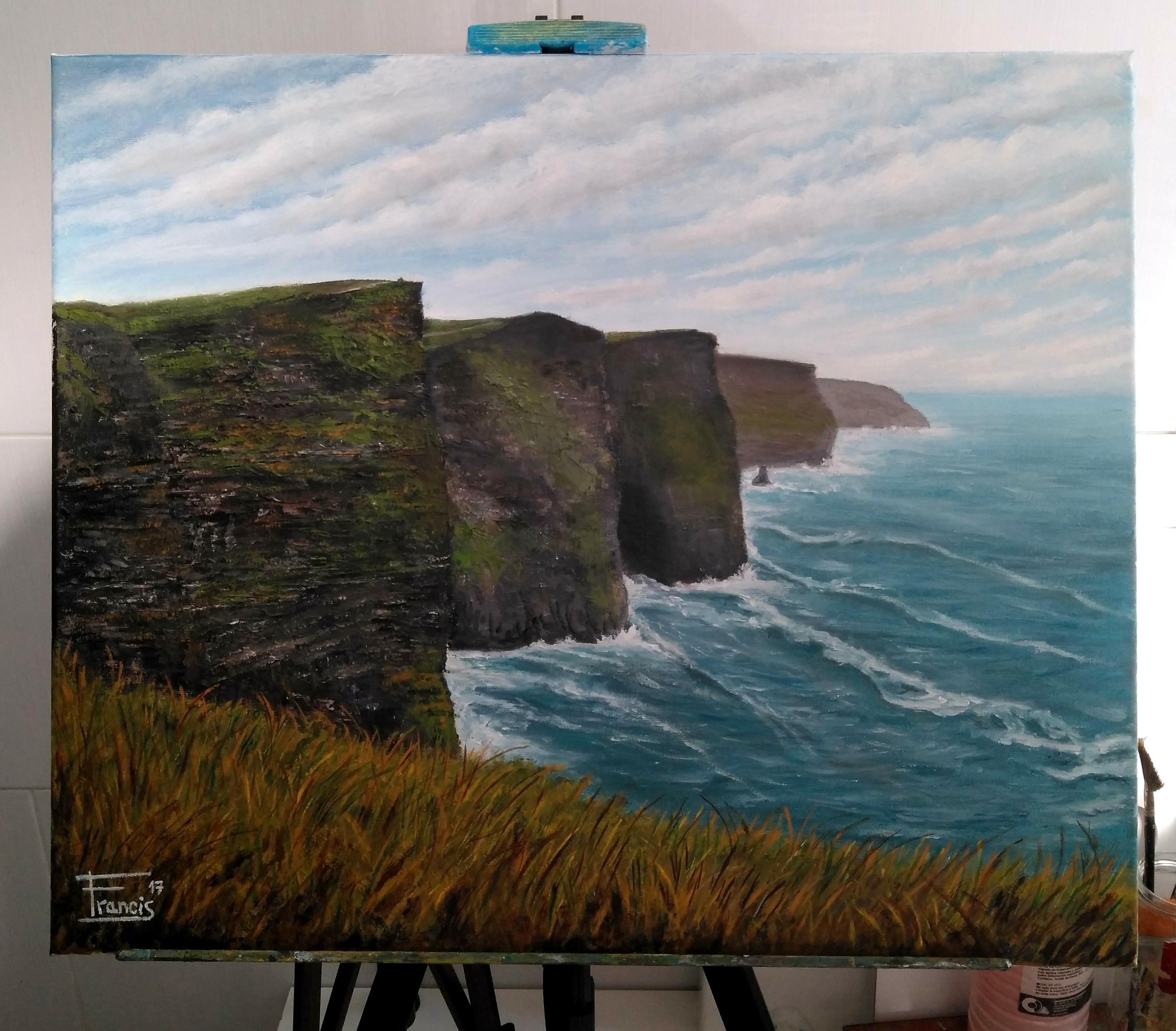 "Moher Cliffs (Ireland)". Oil Painting. 55x46cm. r/painting