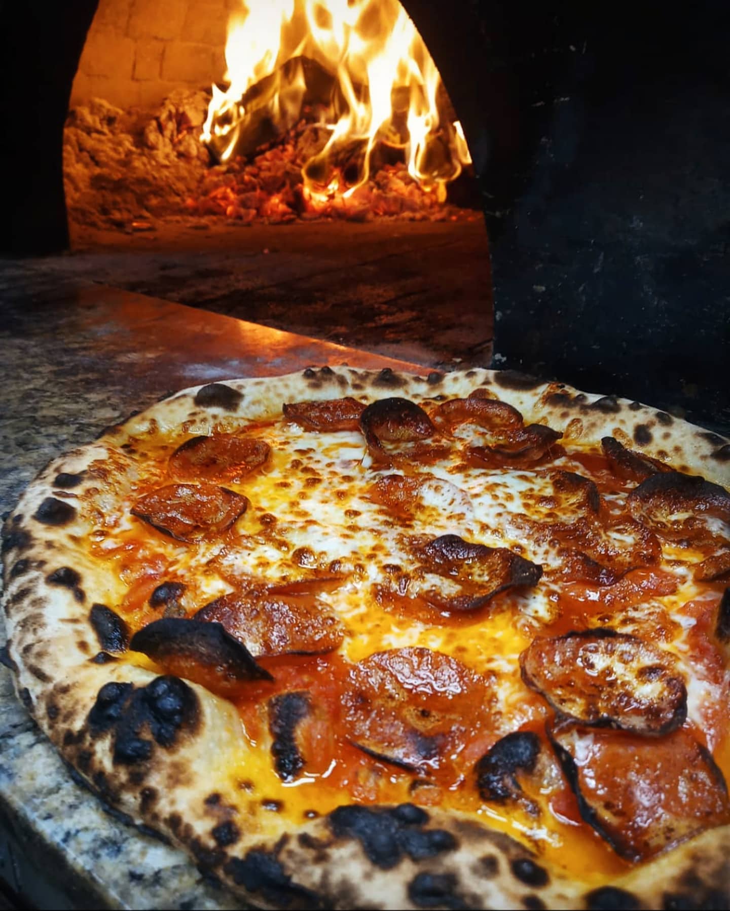 Wood fire oven, three day fermented dough, pepperoni pizza! r/Pizza