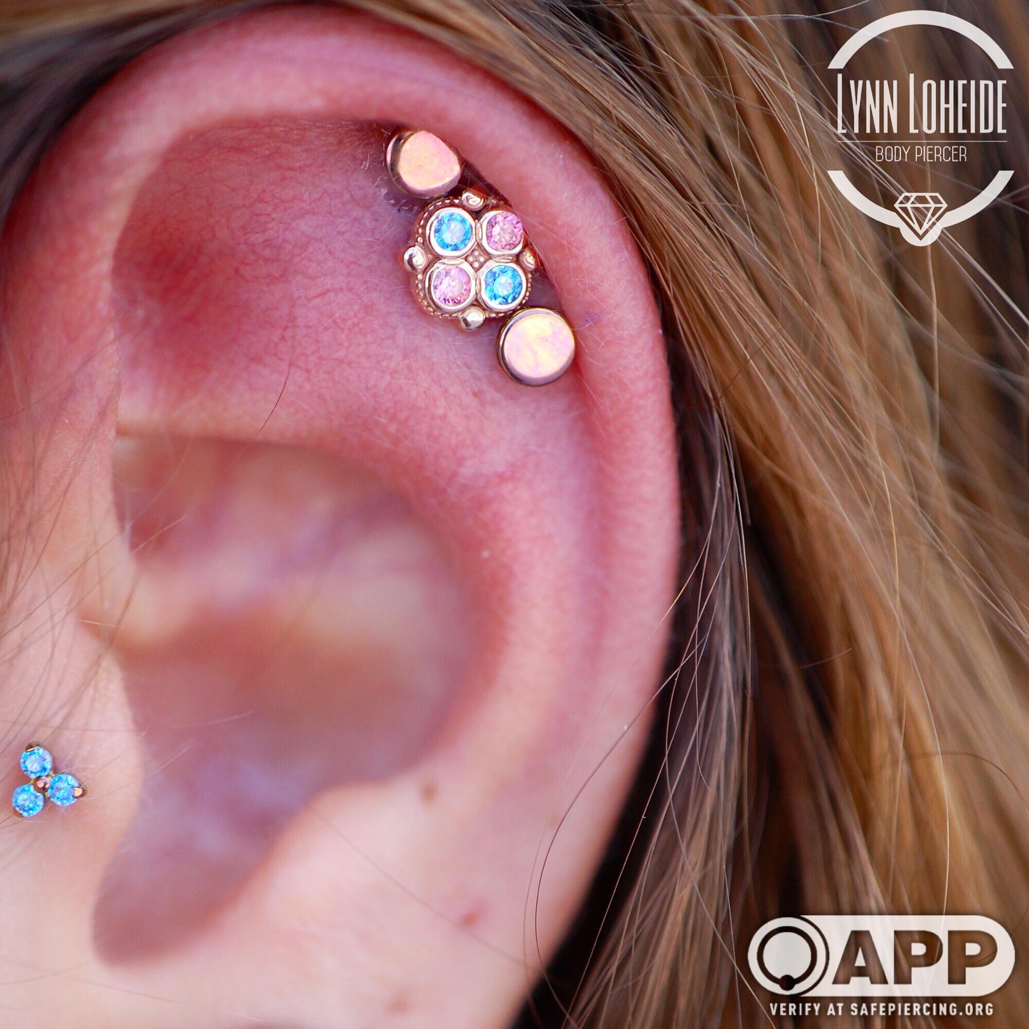 A fun triple flat with jewelry from Anatometal and body gems. Partially
