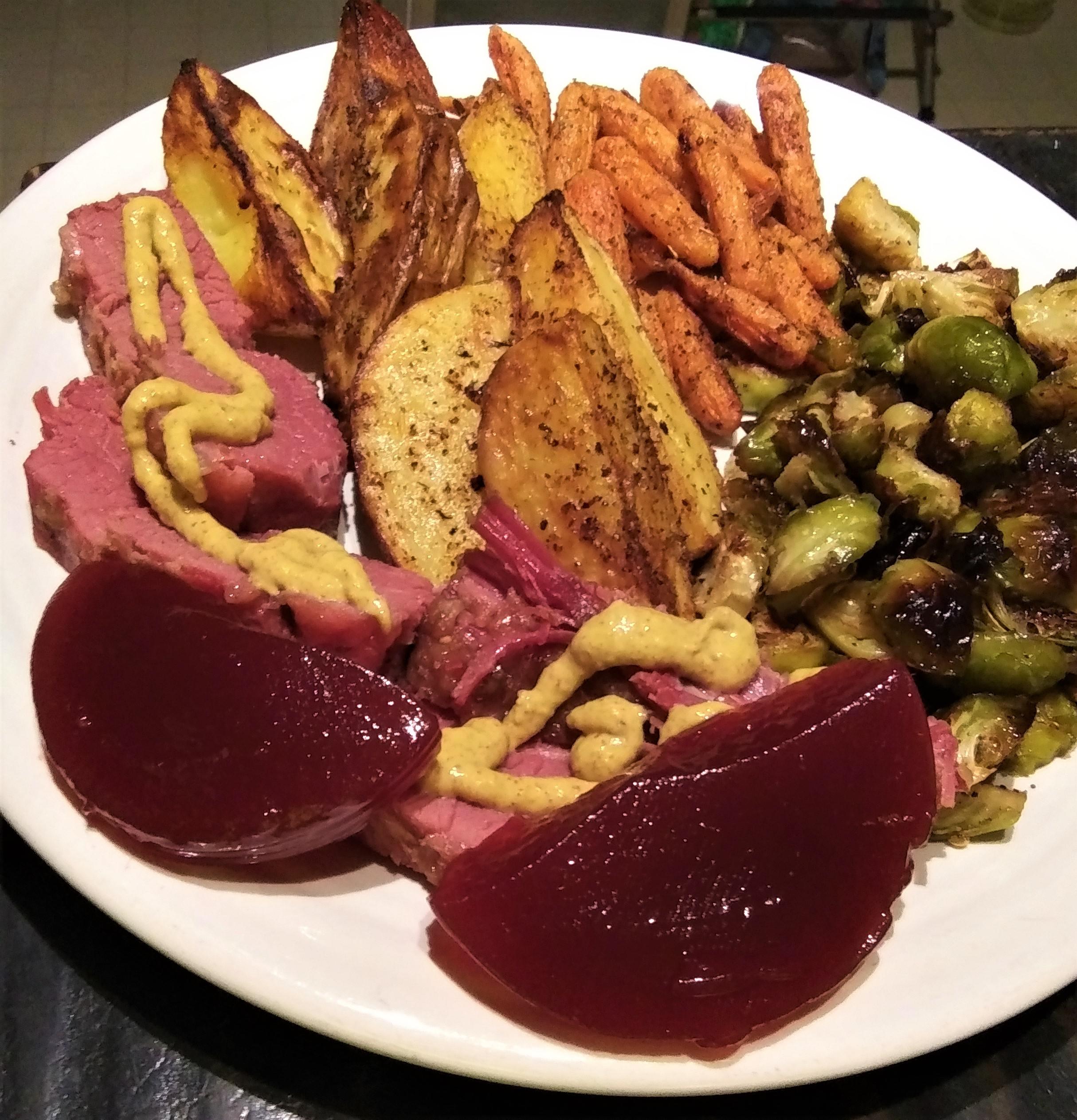 [Homemade] Corned Beef Brisket Simmered in Guinness with Spicy Mustard