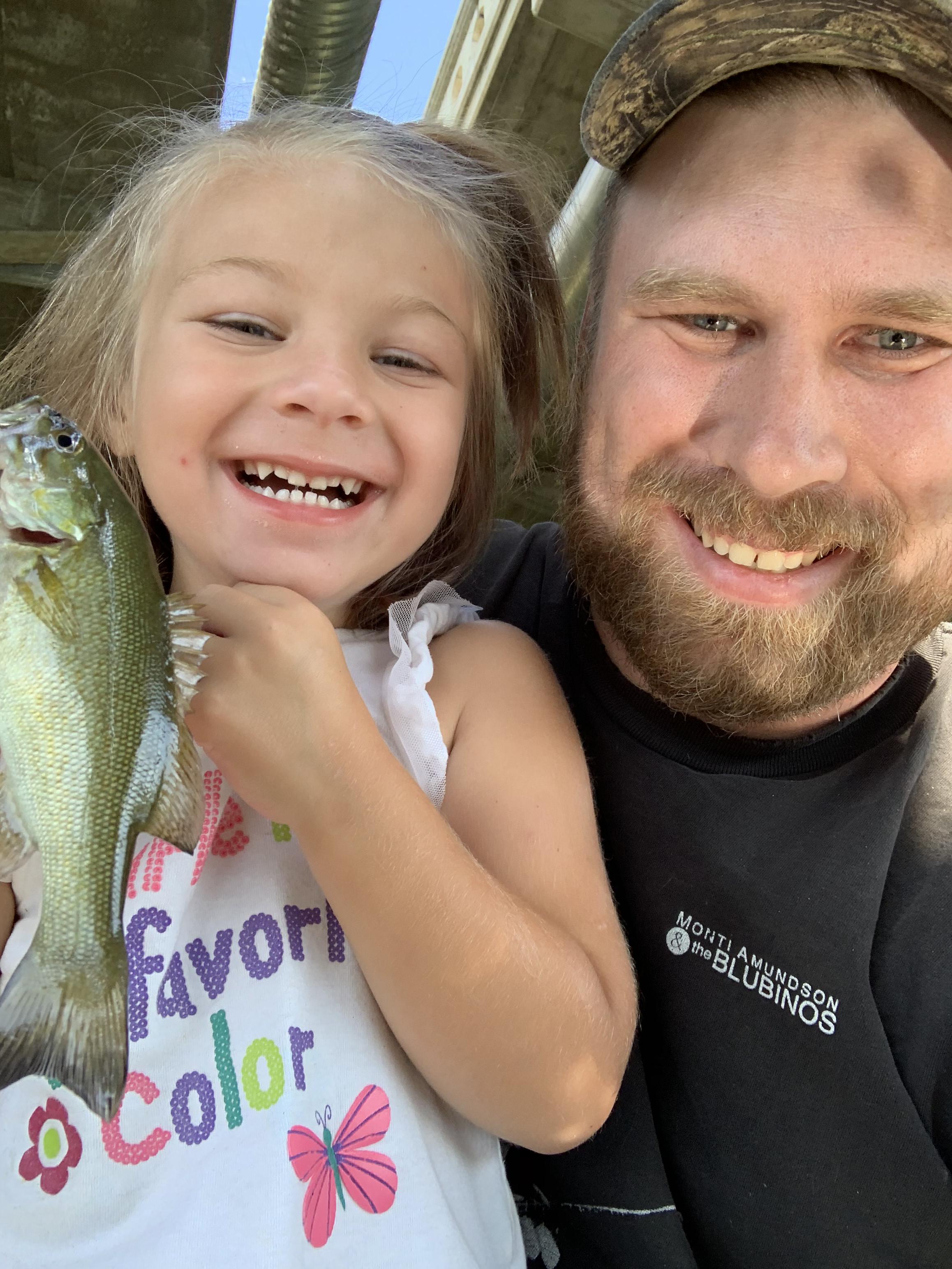 My daughters first fish! I casted out for her but she reeled and set