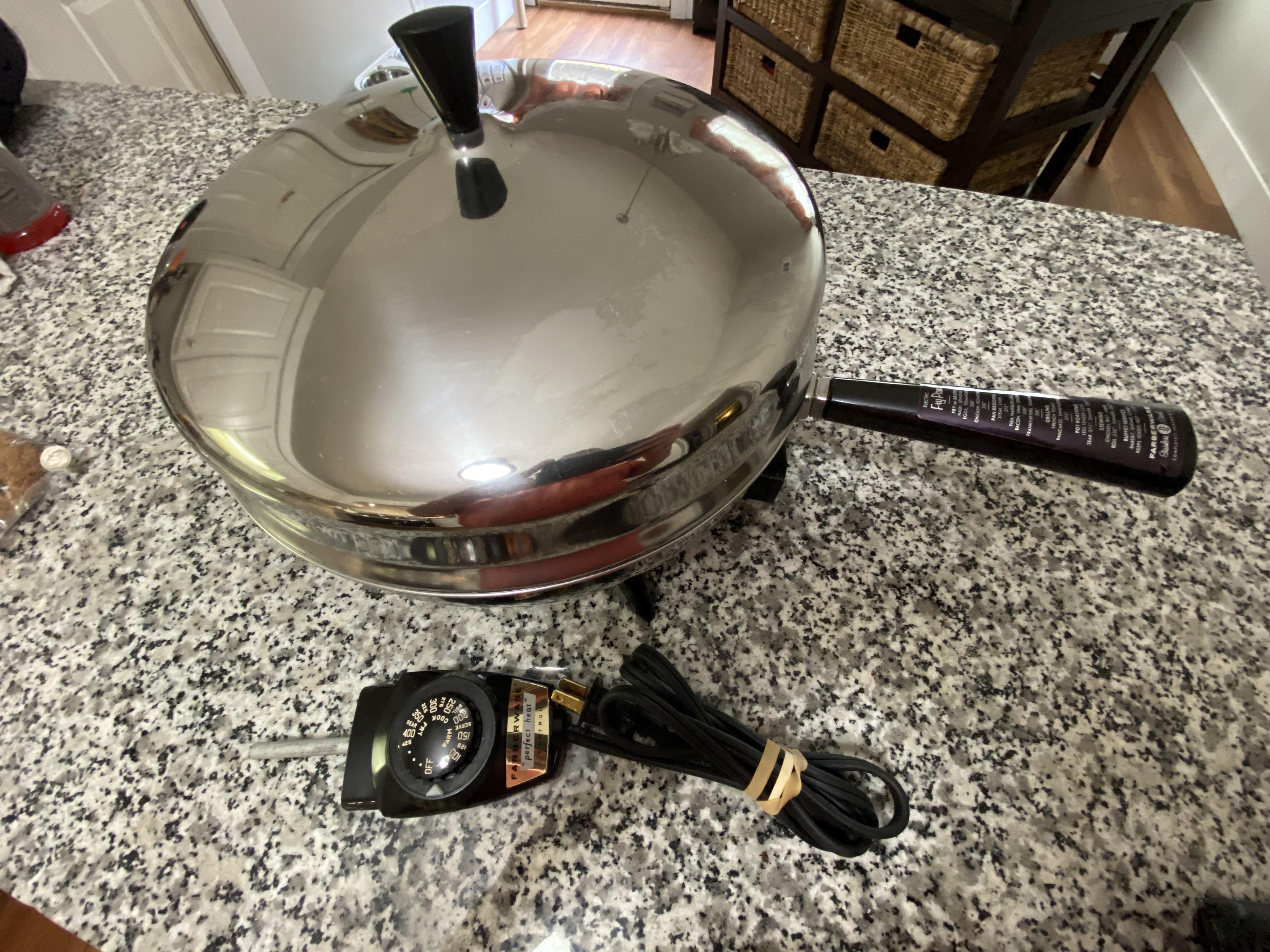 My buy it for life vintage Farberware electric skillet from Goodwill for 3.99. Can wait to use