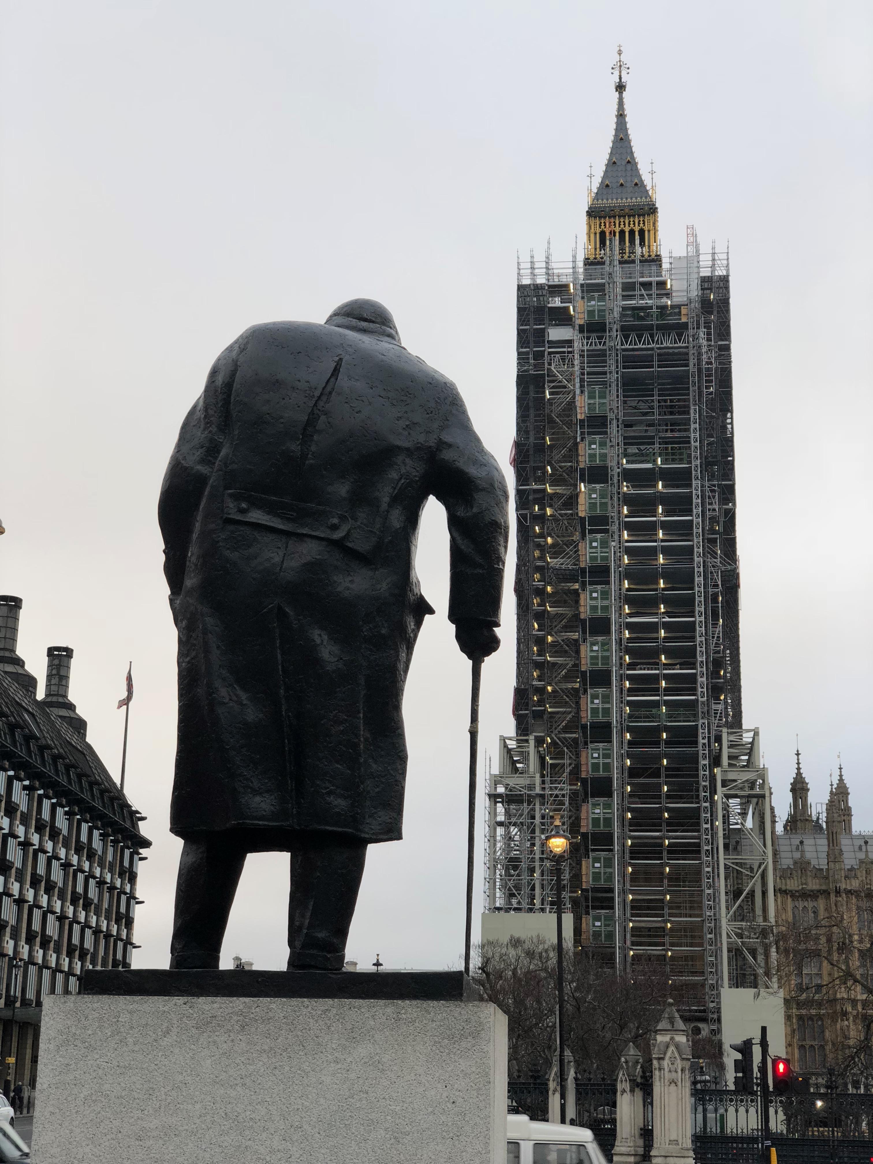 Current picture of Churchill Statue and Elizabeth Tower r/london