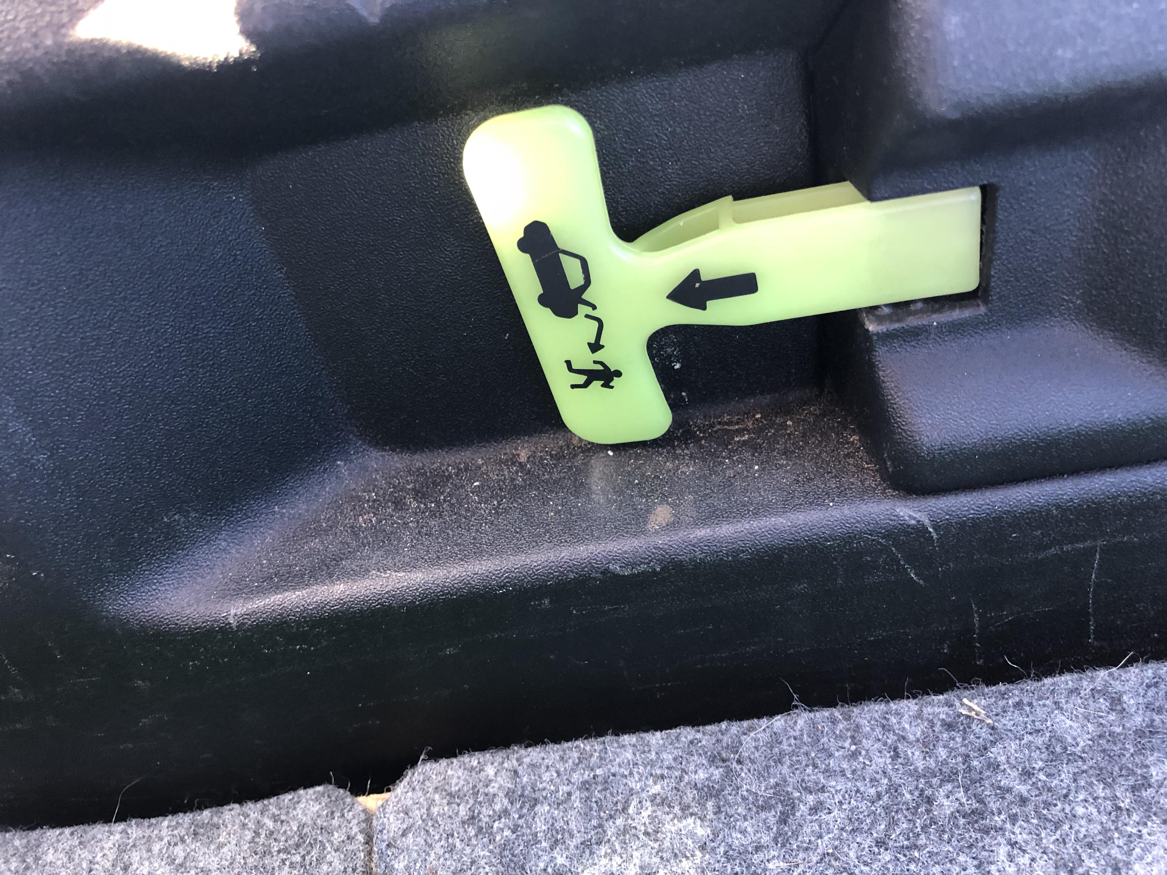 My car has a lever in the trunk in case you get kidnapped. r