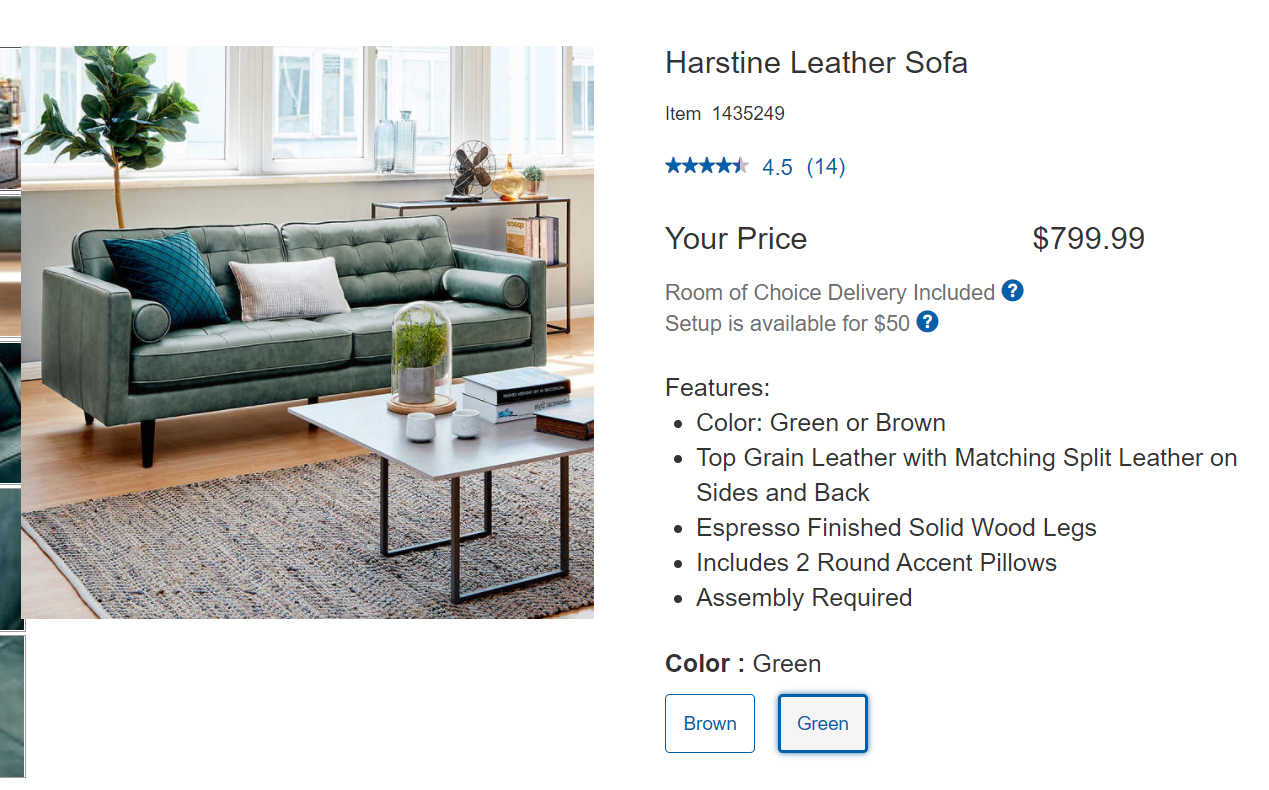 Does anyone have the Harstine Leather Sofa & is willing to share photos