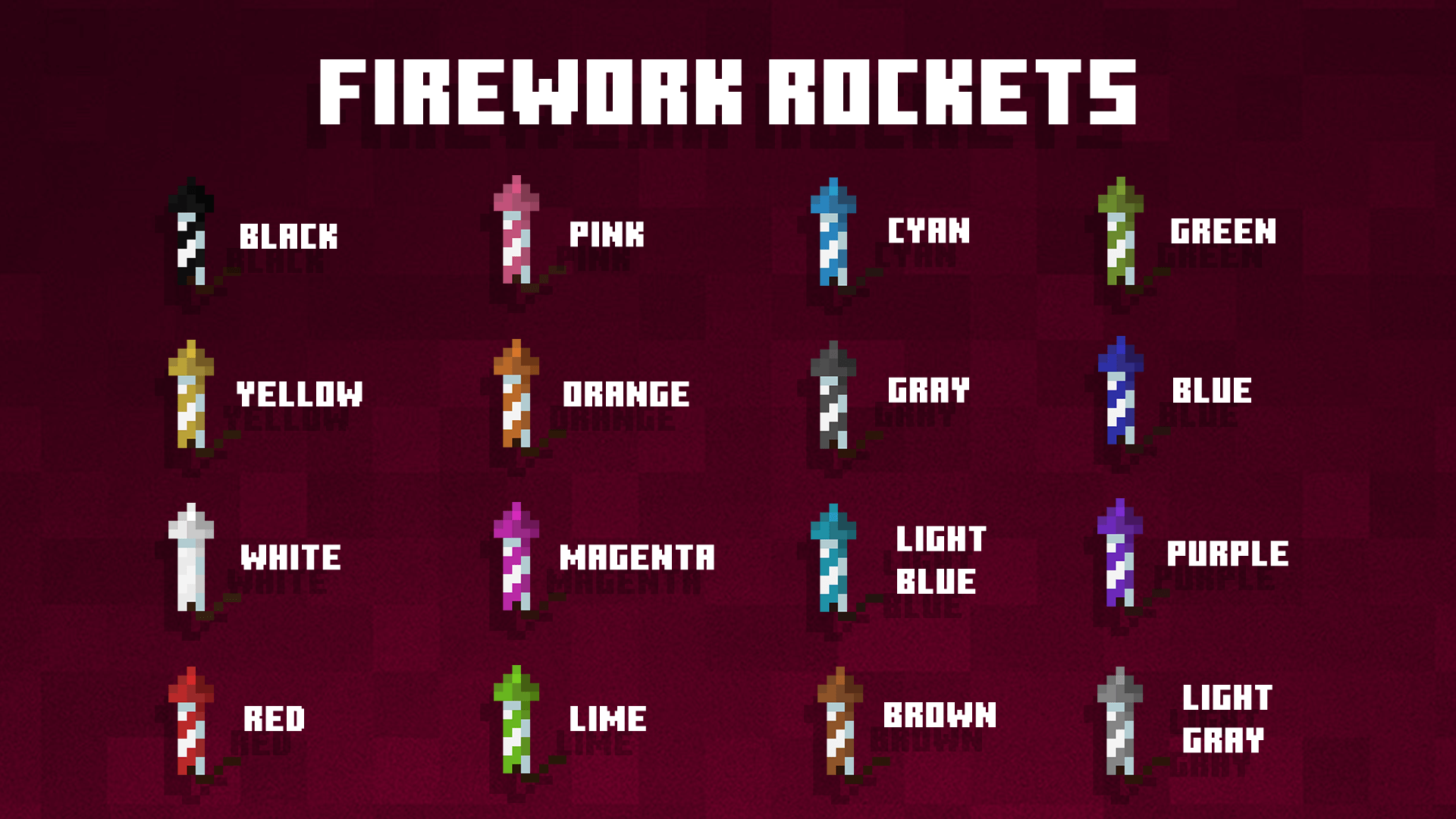 I made different colors for the firework rockets instead of just plain