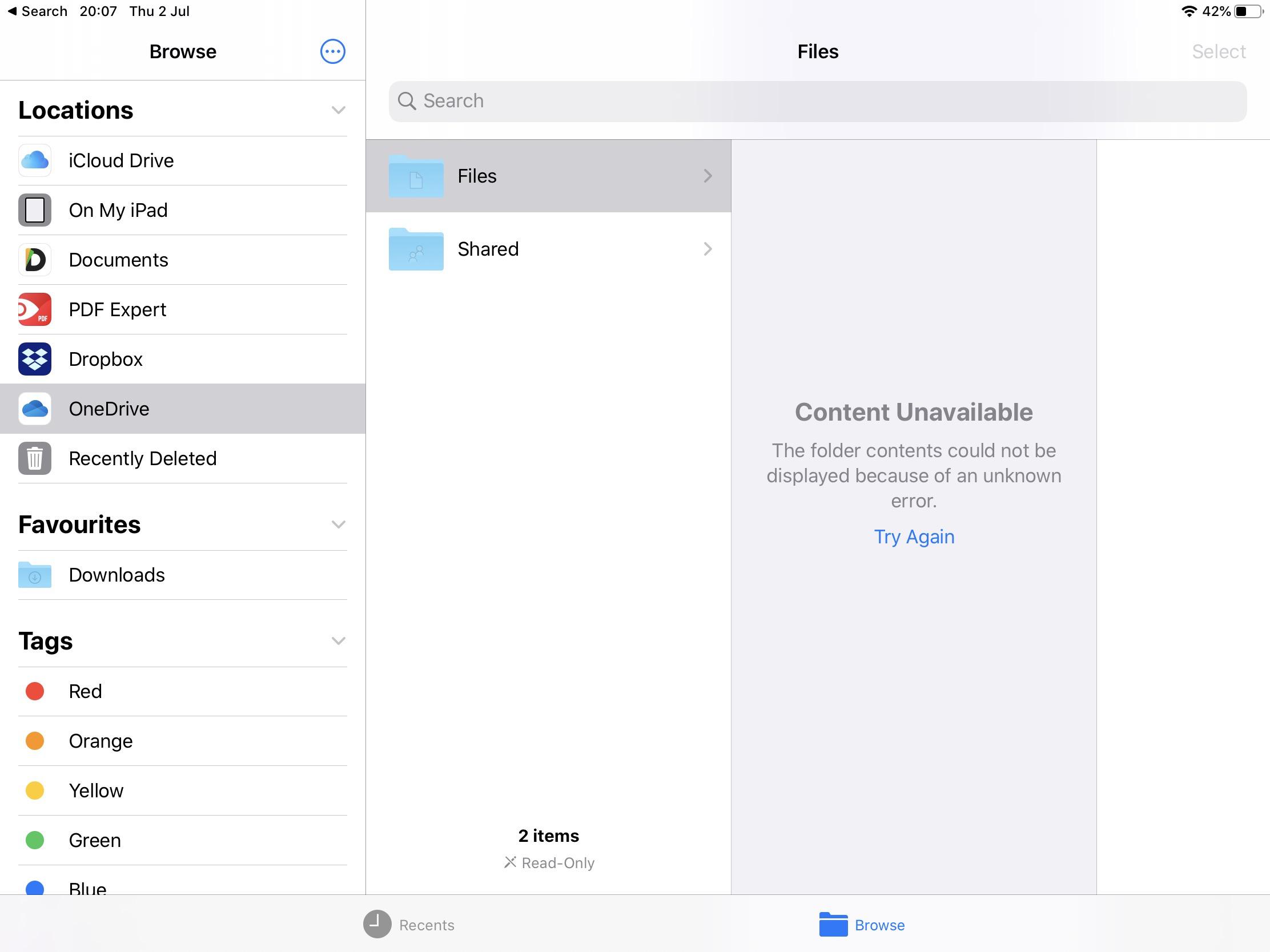 Problem with Files app and Onedrive, why? r/ipad