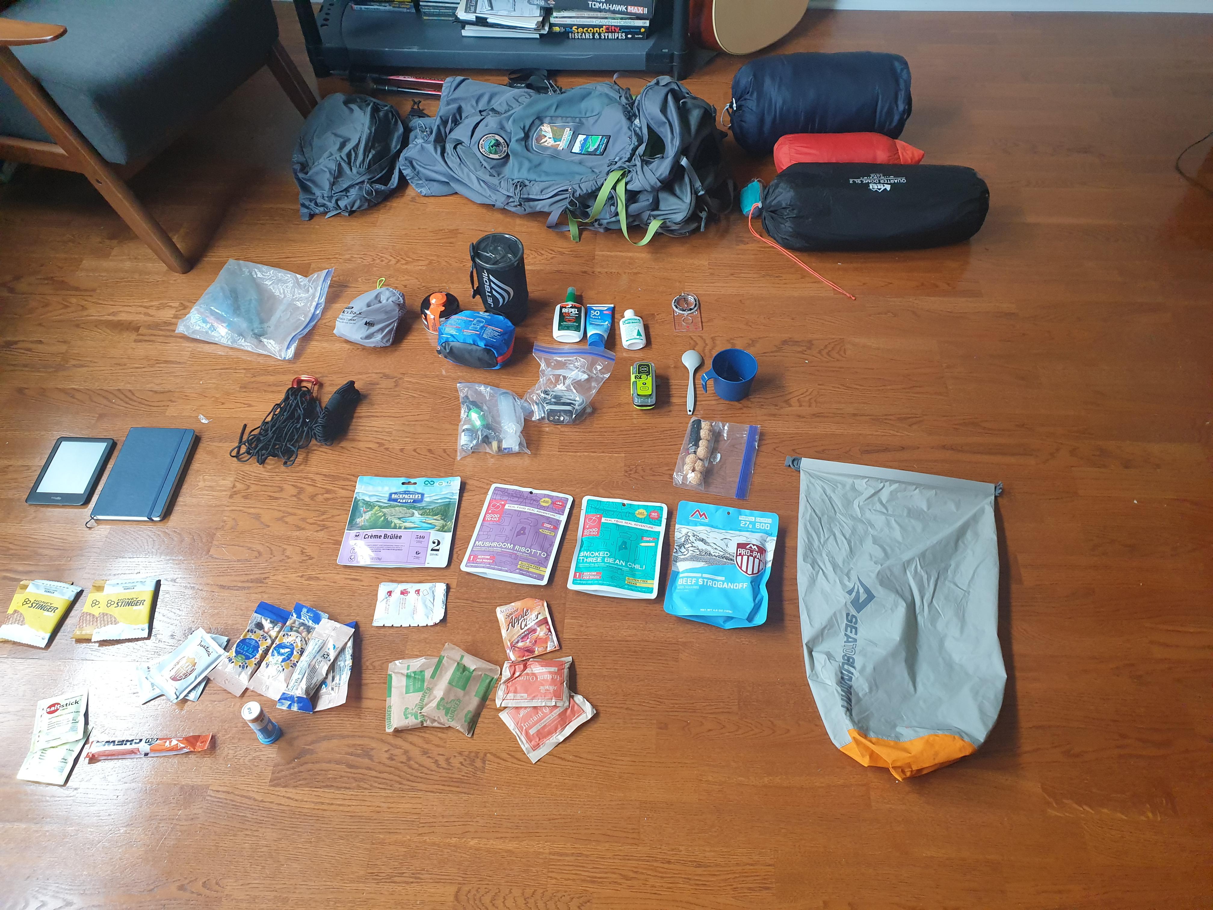 All laid out for a 10 mile "shake off the rust" weekend. Forest Glen