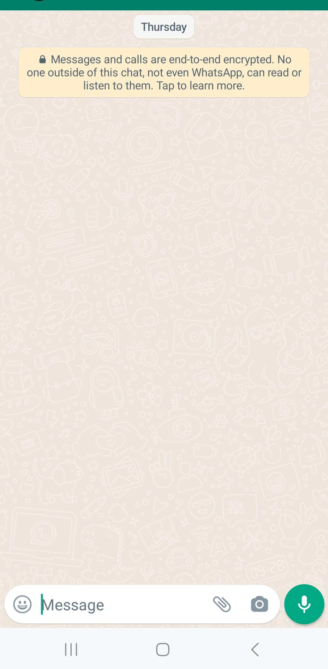 End to end encryption message on blank chat? r/whatsapp