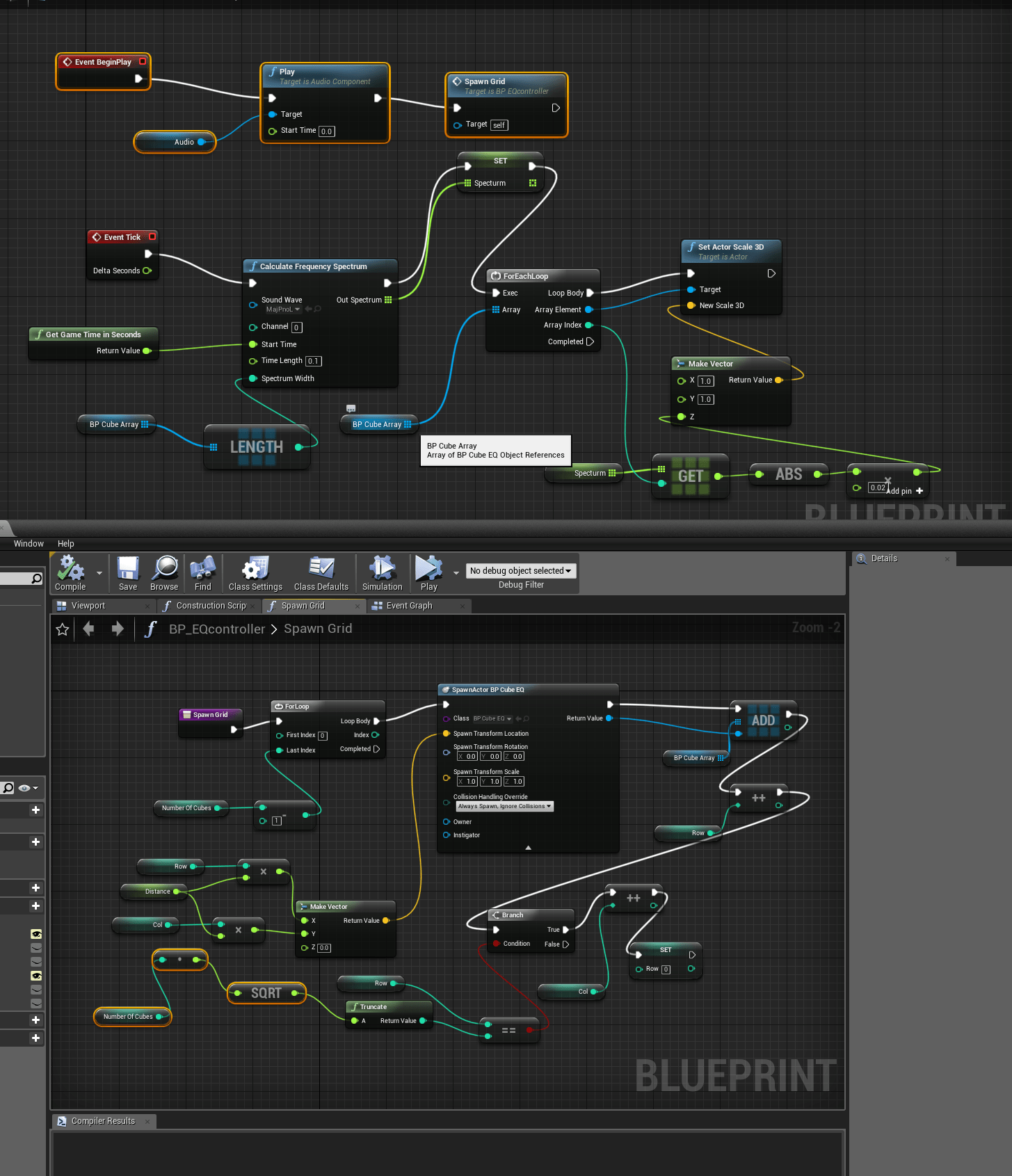 How can I spawn this grid (audio visualization) at the location of