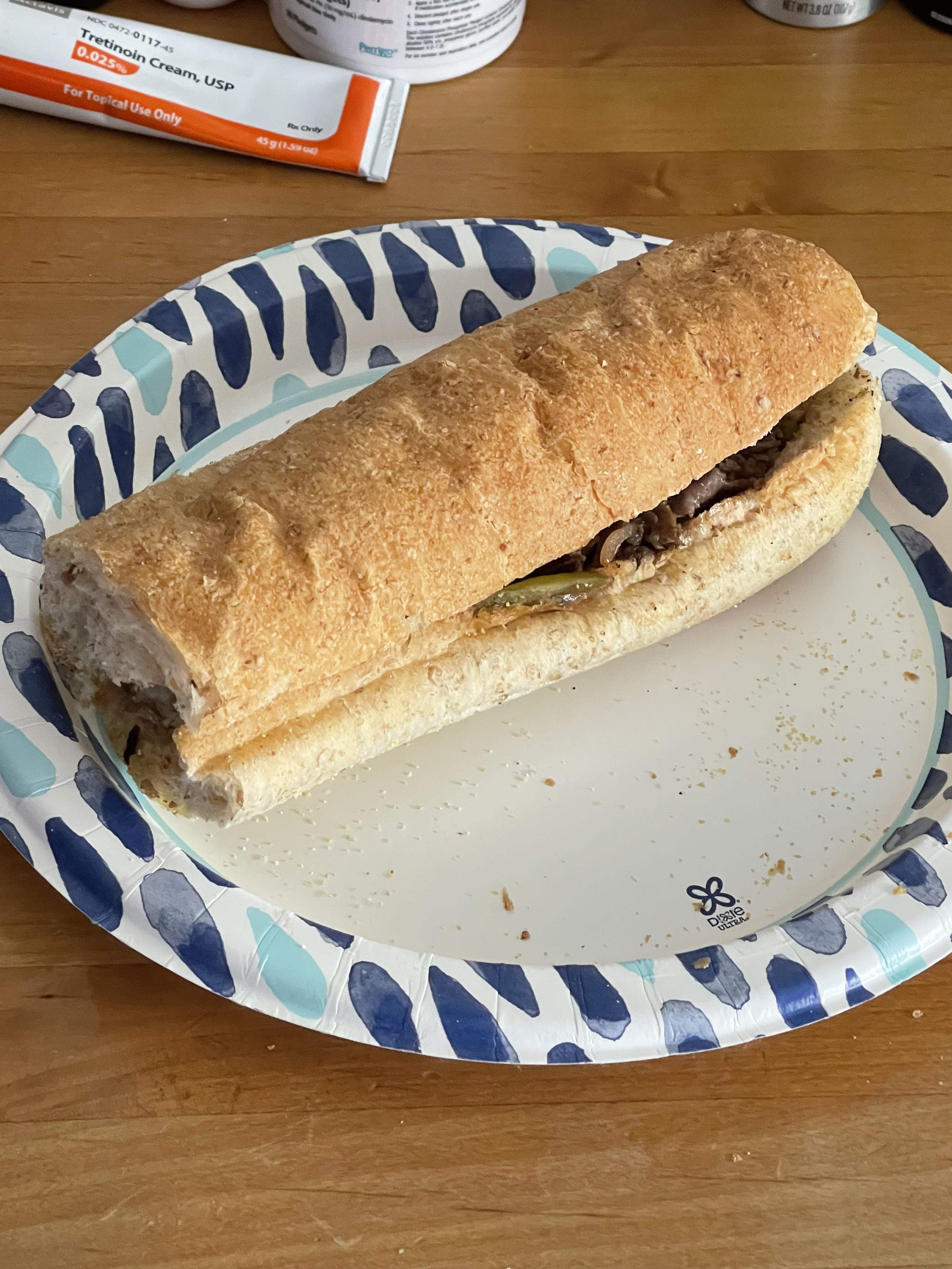 I ate that delicious hearty sub sandwich, Mike’s Famous Philly! r