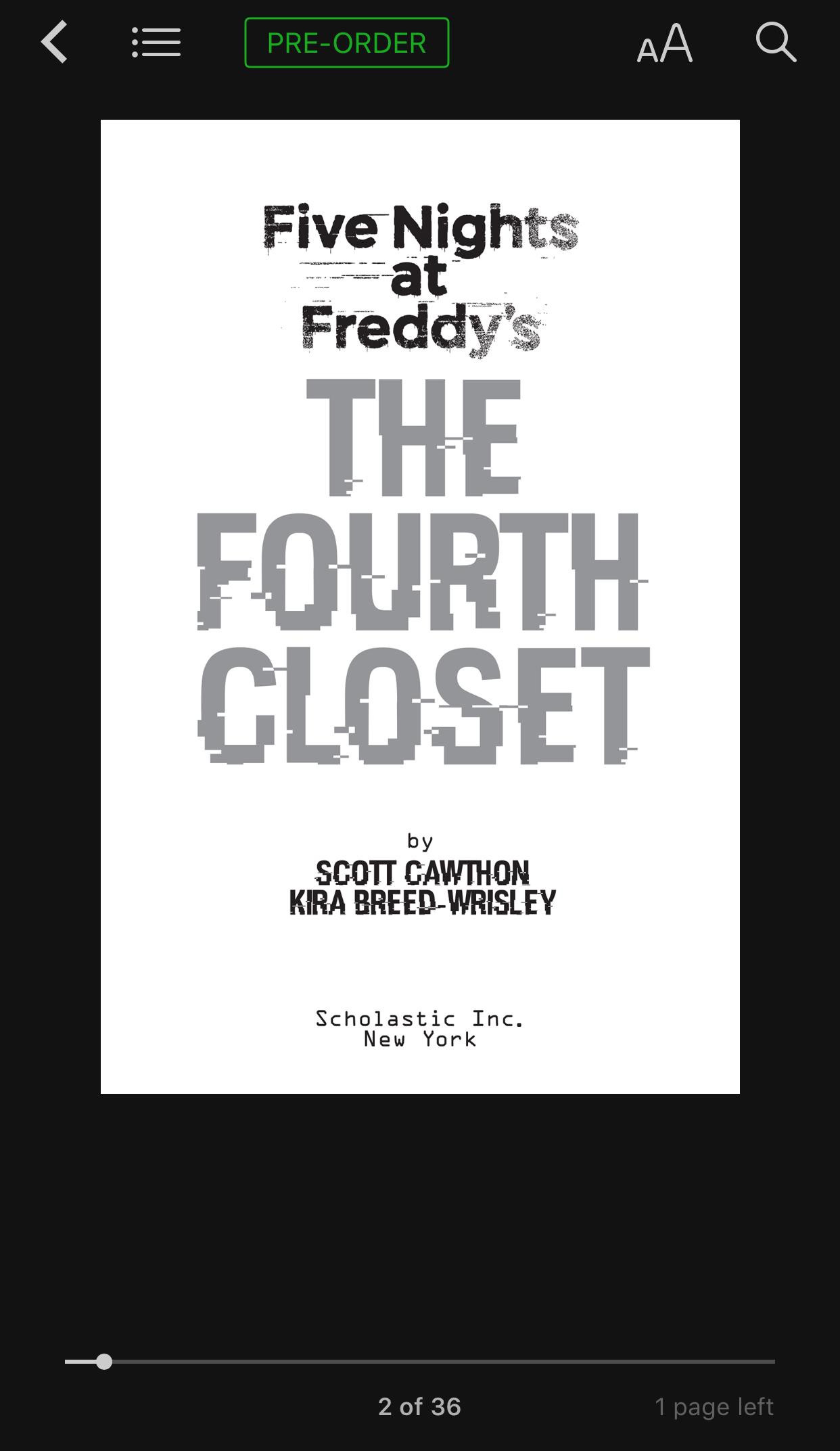 iBooks has a sample for The Fourth Closet (that is actually pretty