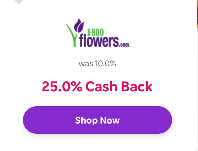 Earn 25x MR via Rakuten for 1800flowers r/amex