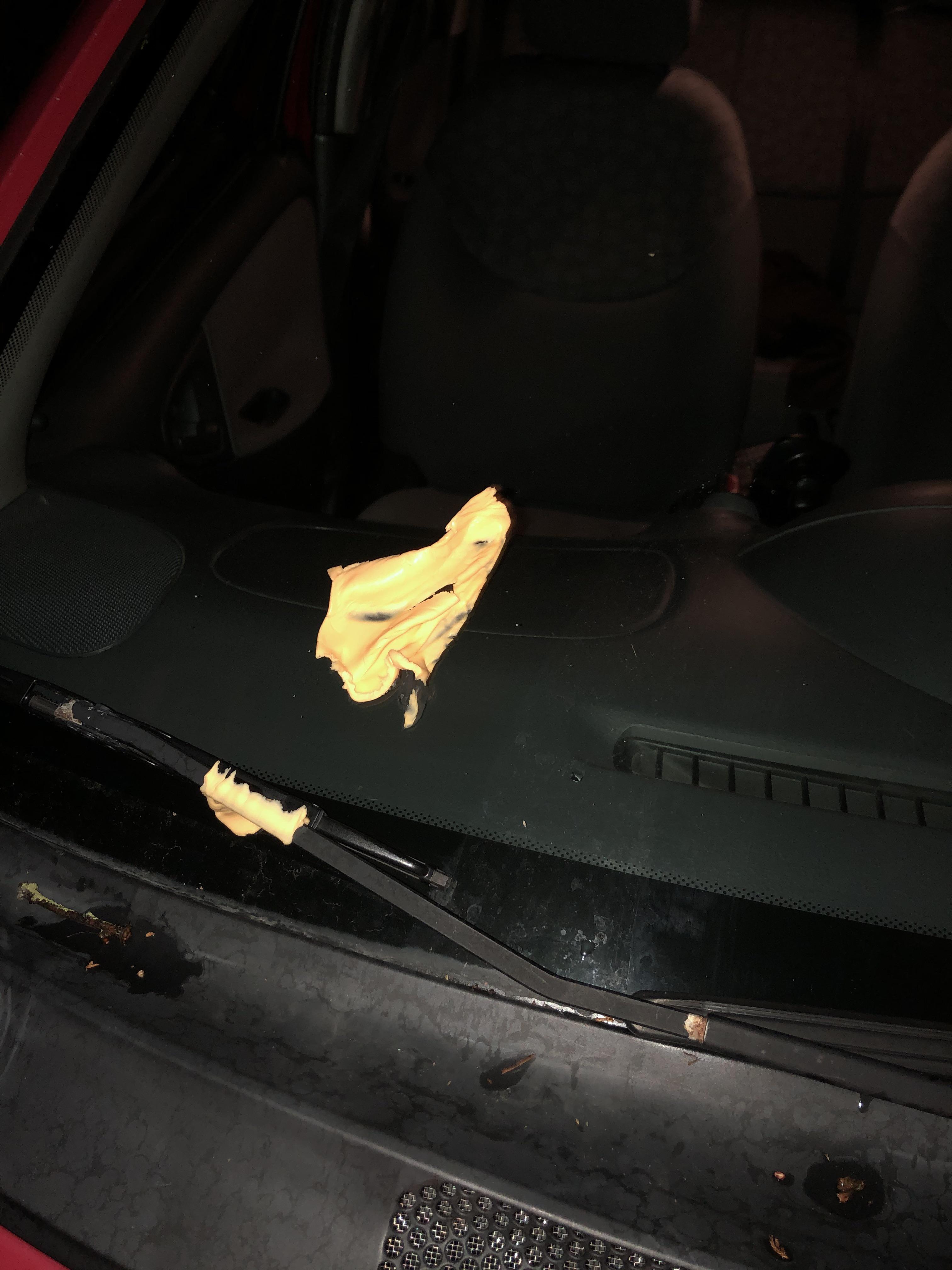 Someone threw cheese at my moving car from an apartment Wellthatsucks