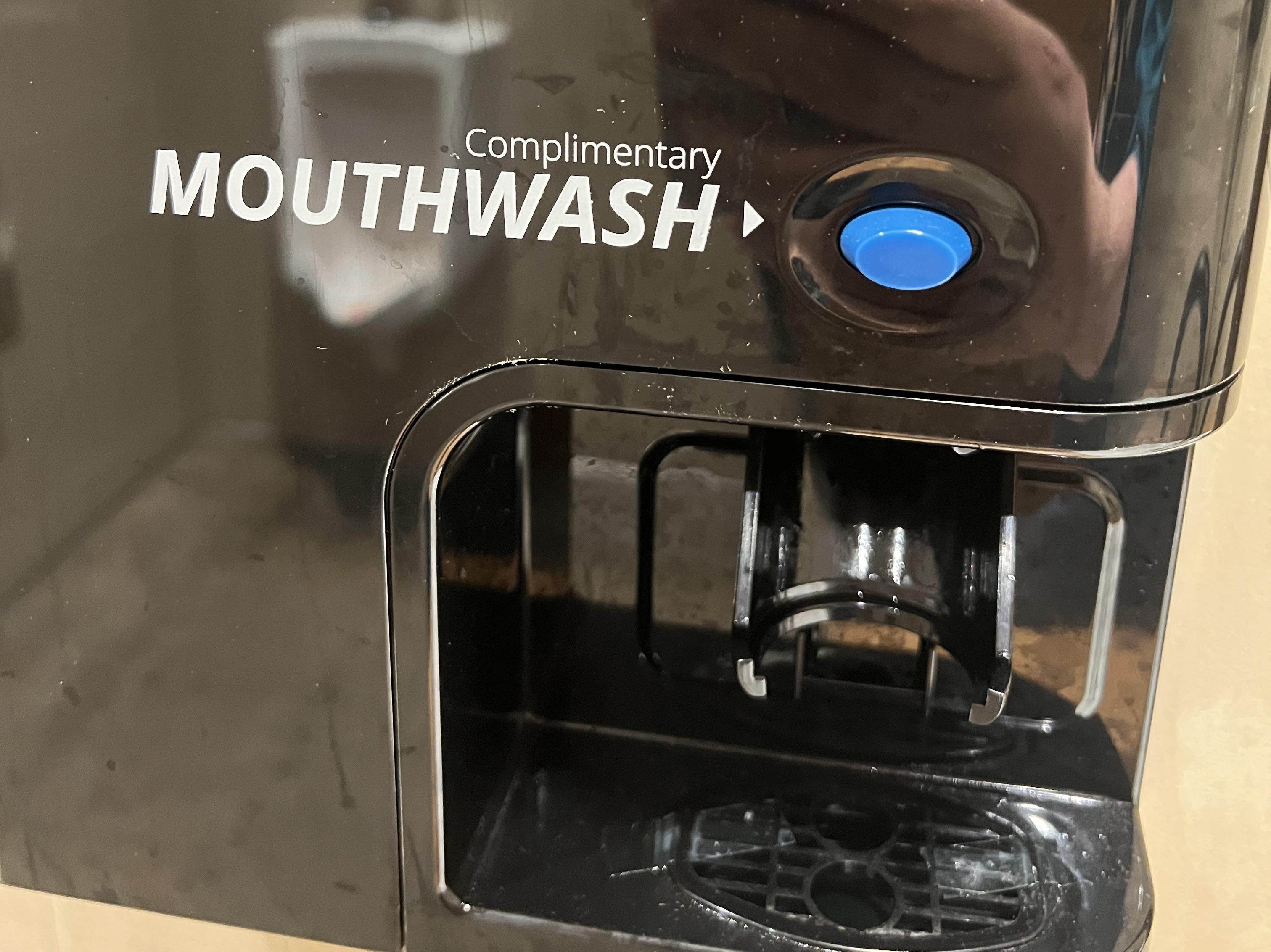 This restaurant bathroom has a mouthwash dispenser. r/mildlyinteresting