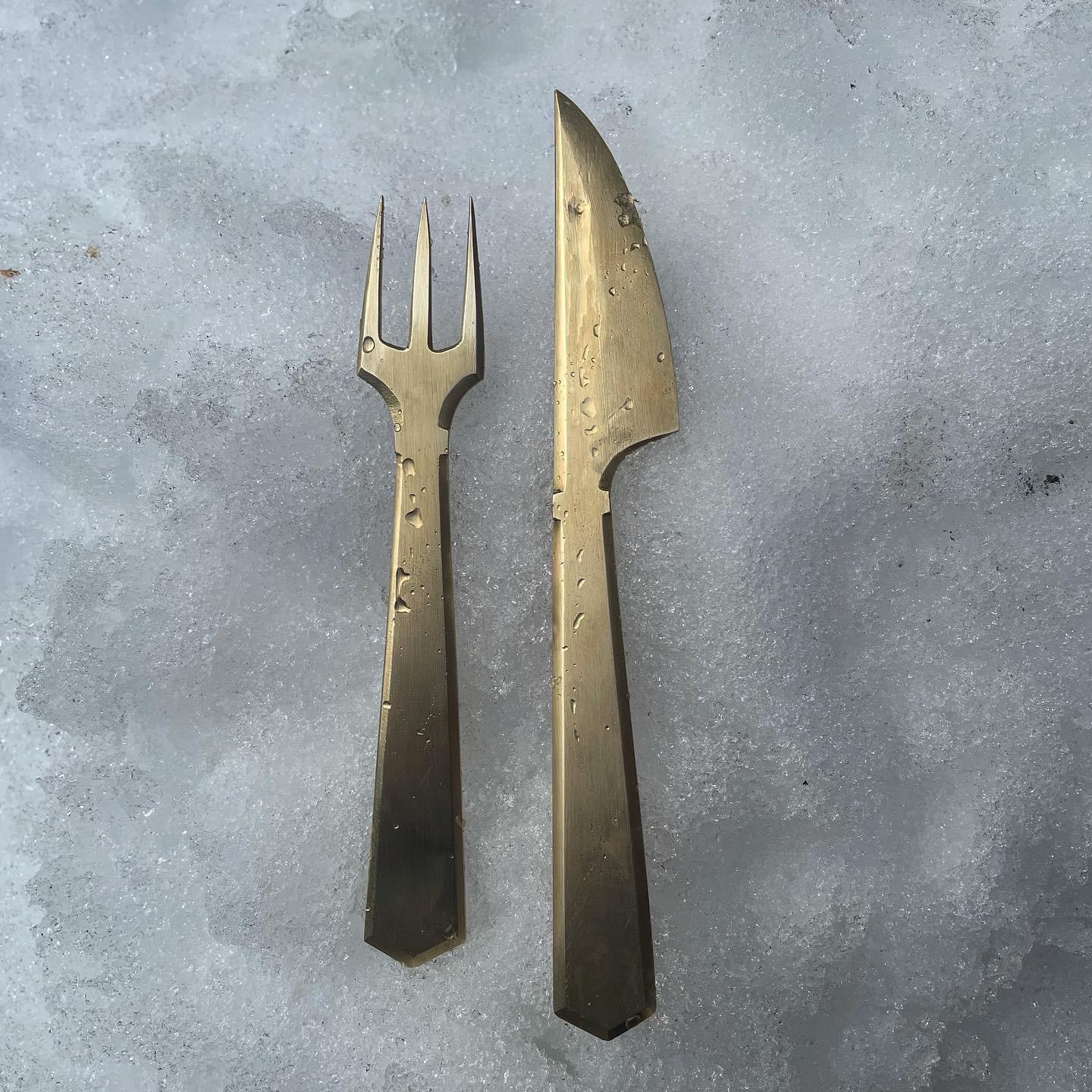 Here’s some flatware I made out of naval brass, and filed. r/Blacksmith