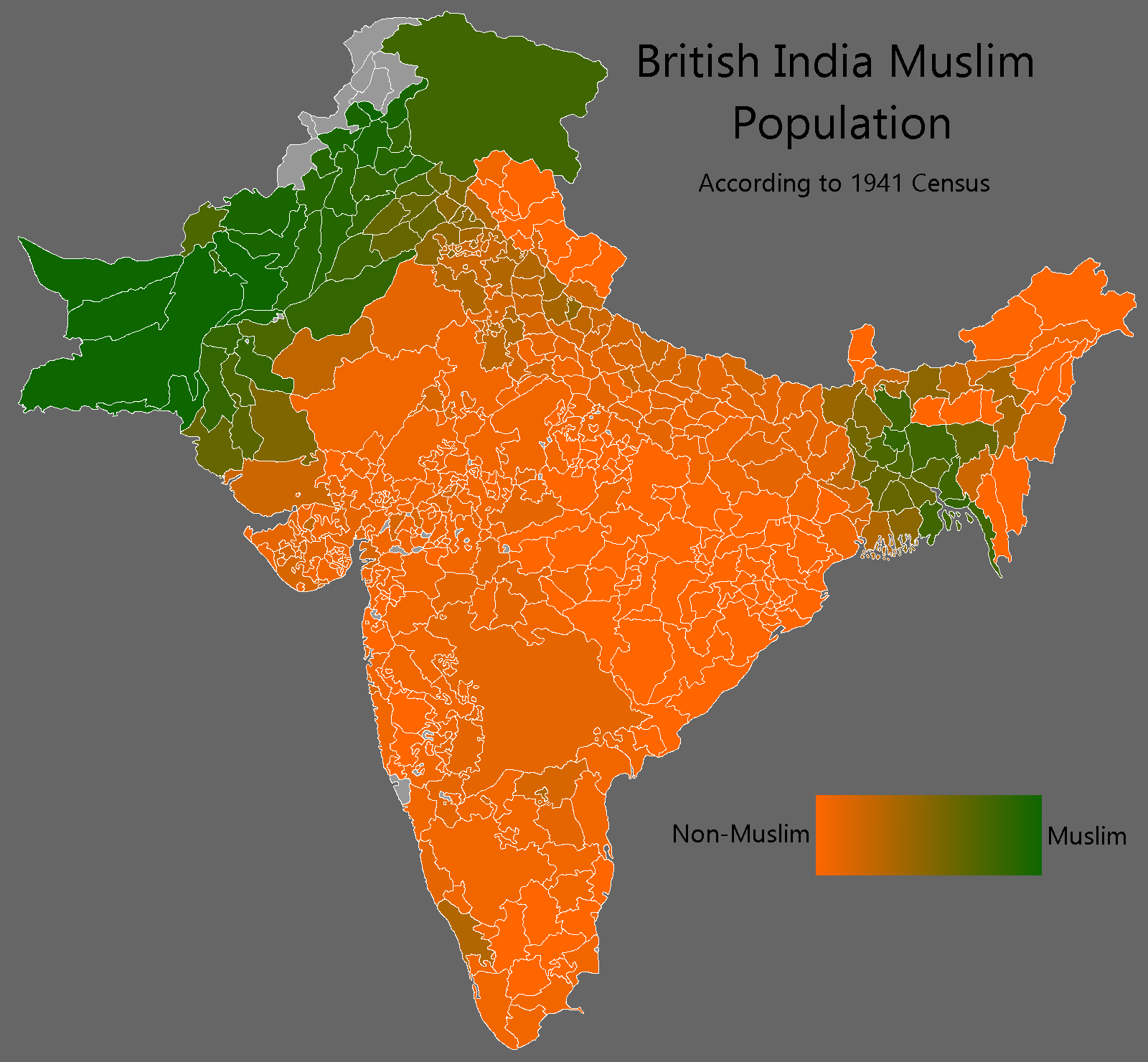 Muslim Population of British India (1941) r/MapPorn