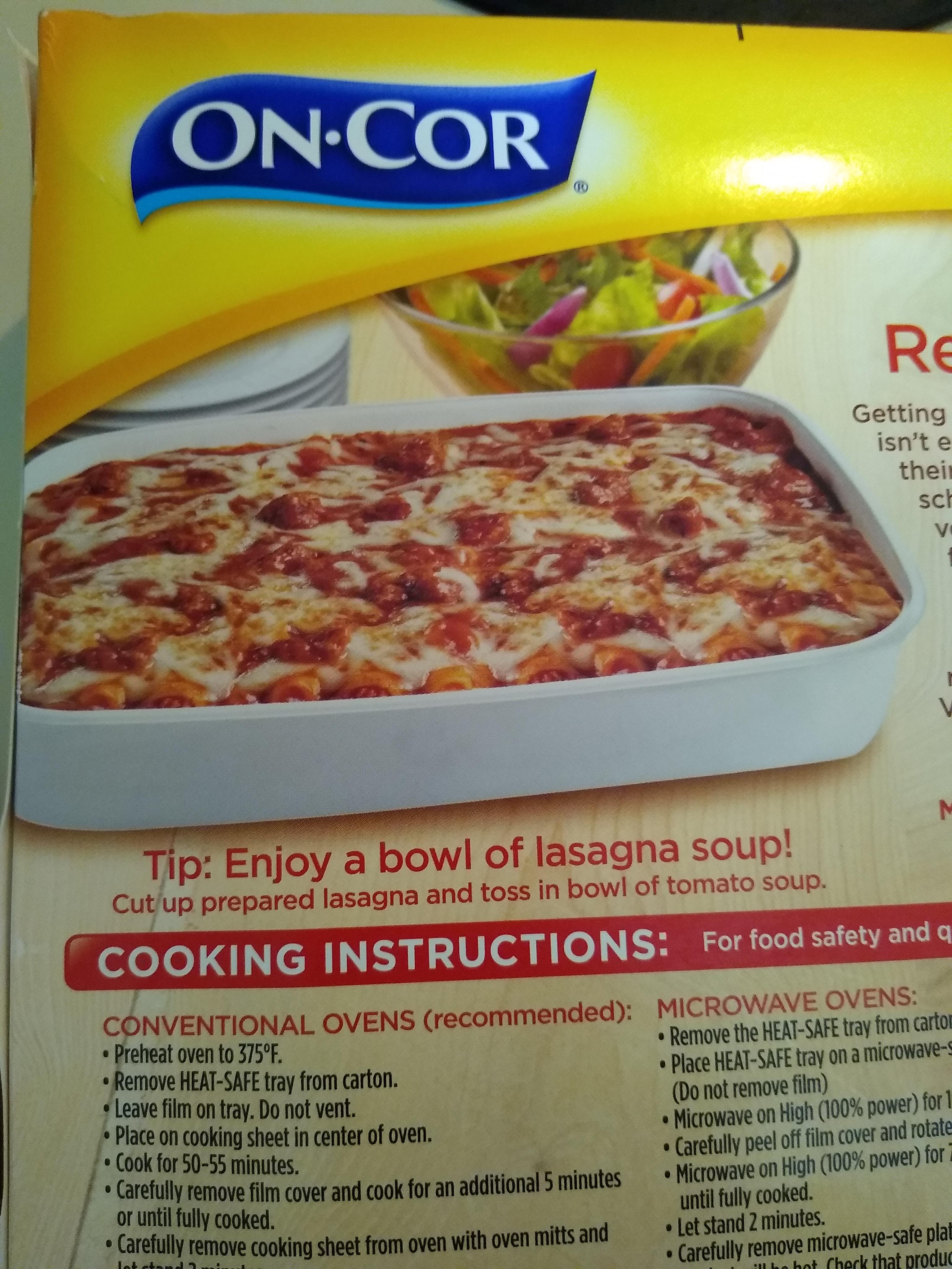 This recipe suggestion on a frozen lasagna. r/StupidFood