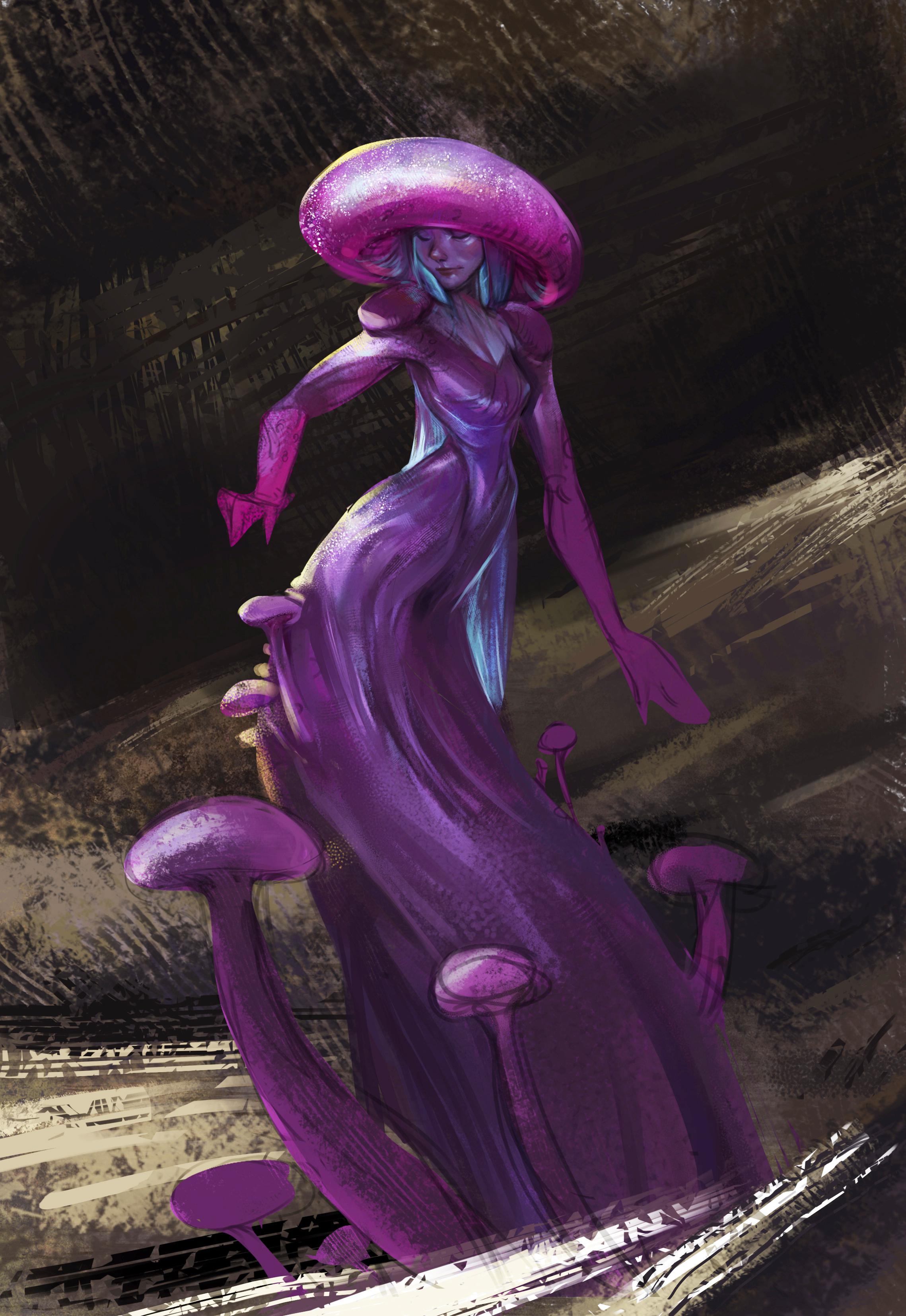 Mushroom girl OC, art by me r/AnimeART