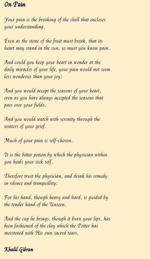 khalil gibran on pain On Pain - Khalil Gibran : R/Twinflames