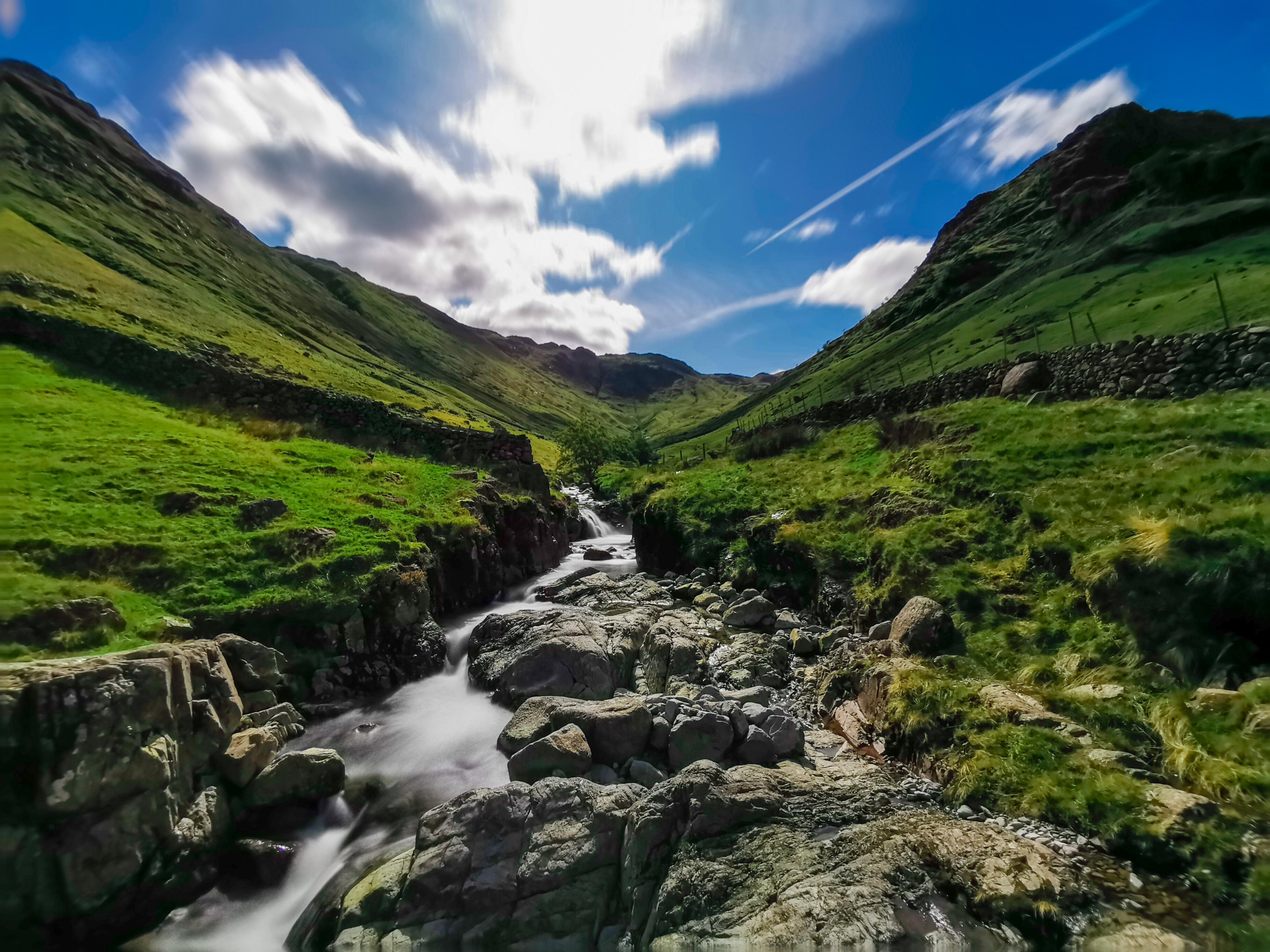 River Derwent in the Lake District, start of climb to Scafell Pike