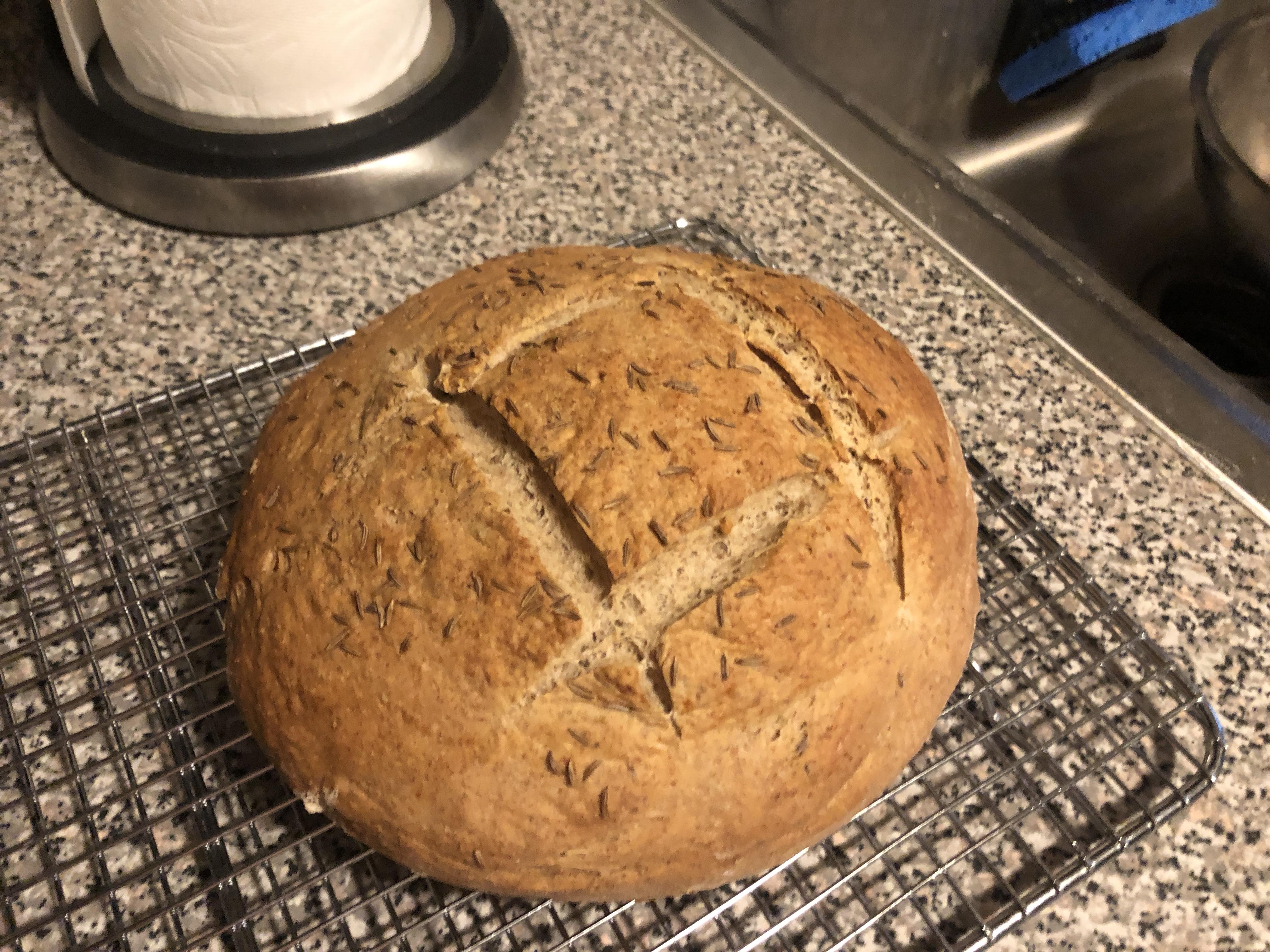 This is my first attempt at rye bread and fifth time baking bread. I