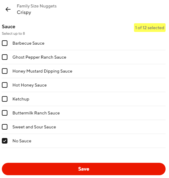Doordash wont let me order nuggies because it requires me to select 12