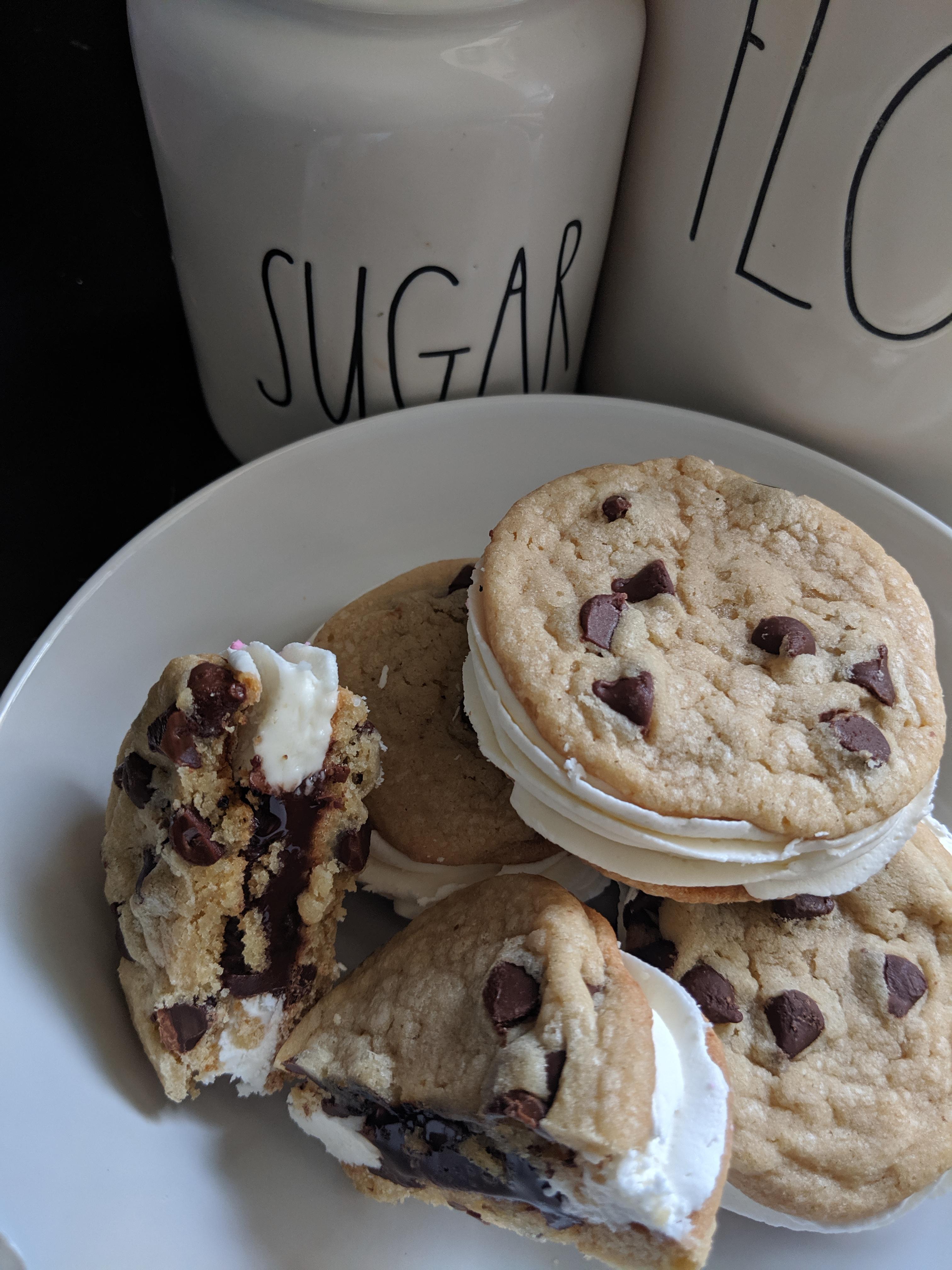 Chocolate chip cookie with vanilla buttercream and chocolate ganache