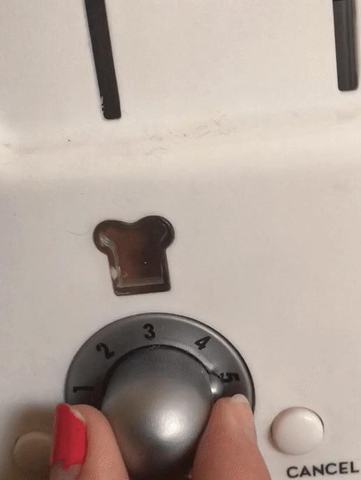 A toaster that shows the level of toastiness you’ll get at different
