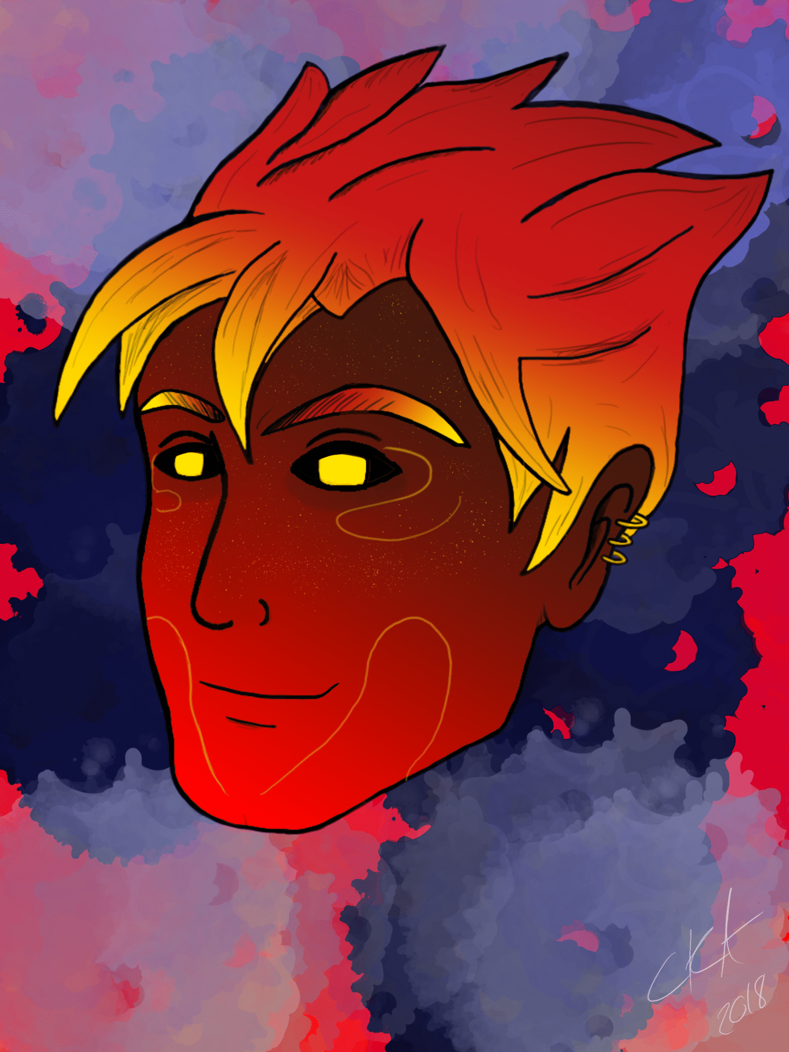 [Art] [OC] Igni, the fire genasi I made for a campaign my friend is