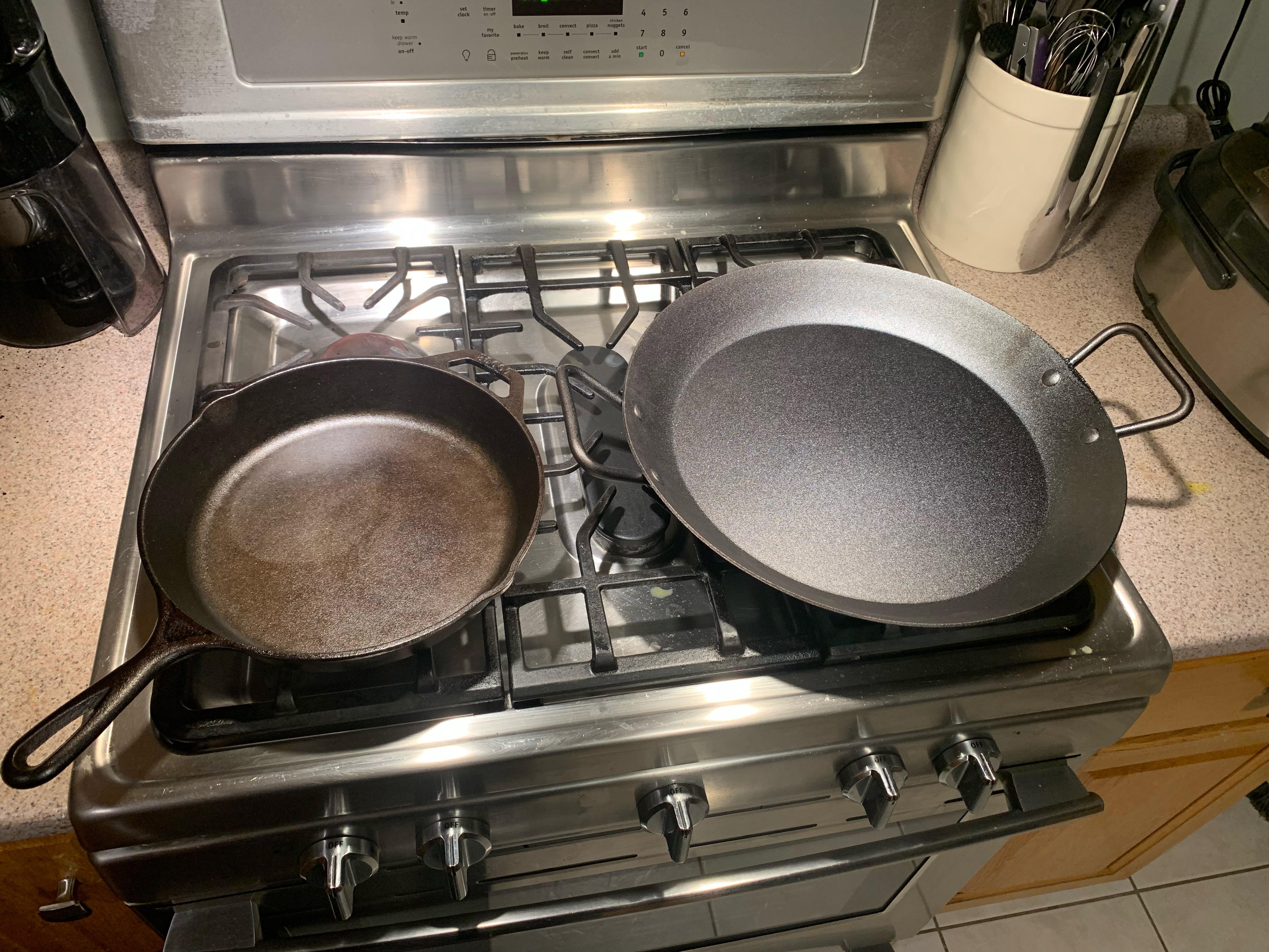 My first Carbon Steel addition! Lodge 15” paella pan. 10” CI for scale