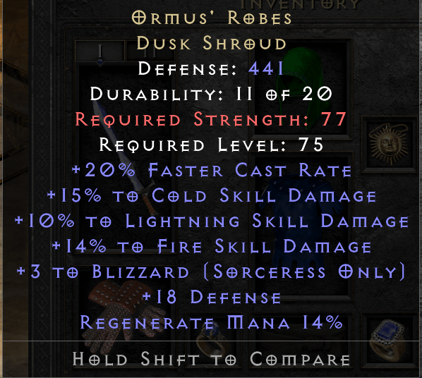 +15 cold damage and +3 Blizz Ormus Robe worth anyhting? r/Diablo_2