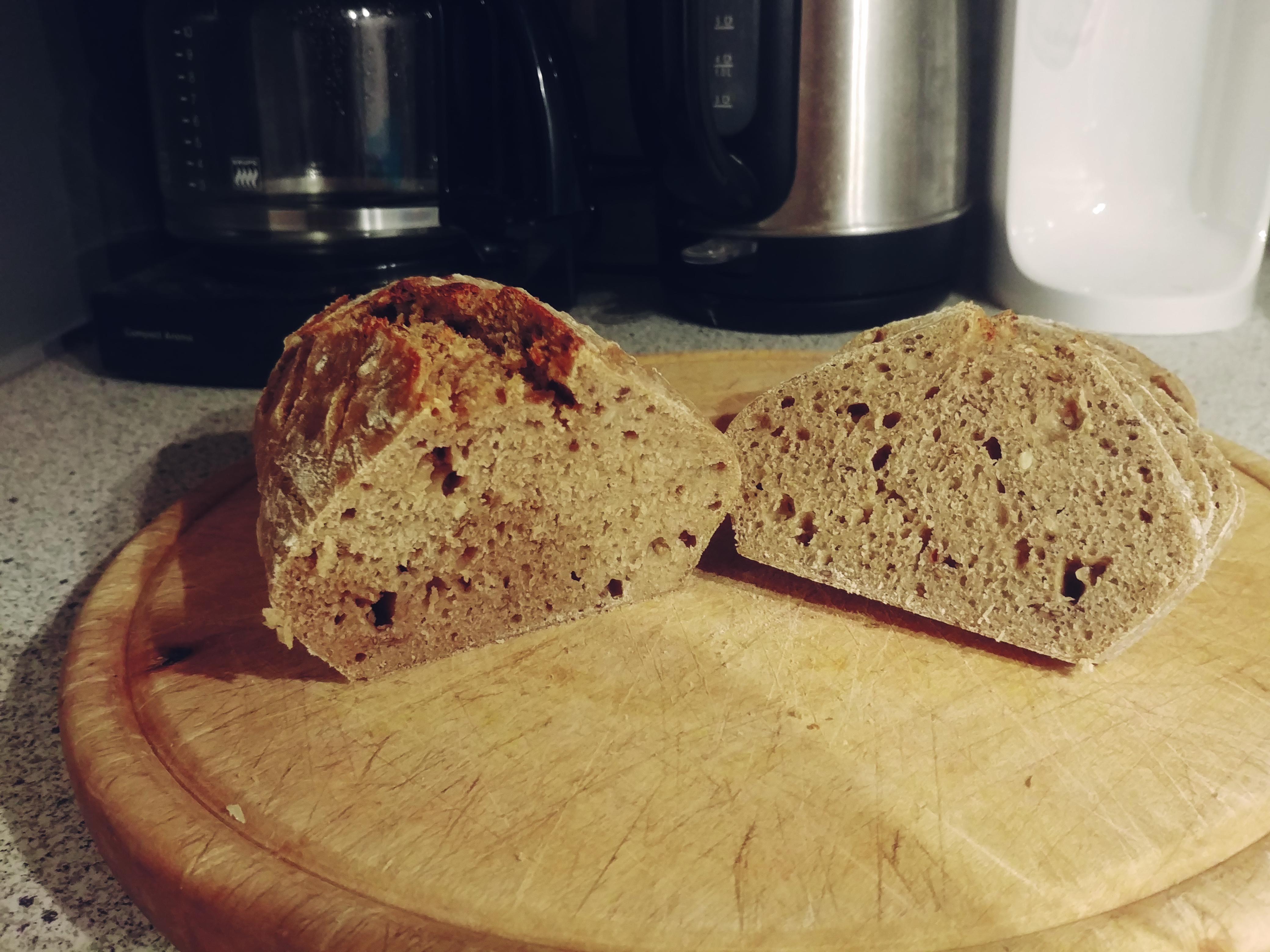 German rye bread with spices and seeds coming through! Finally a good