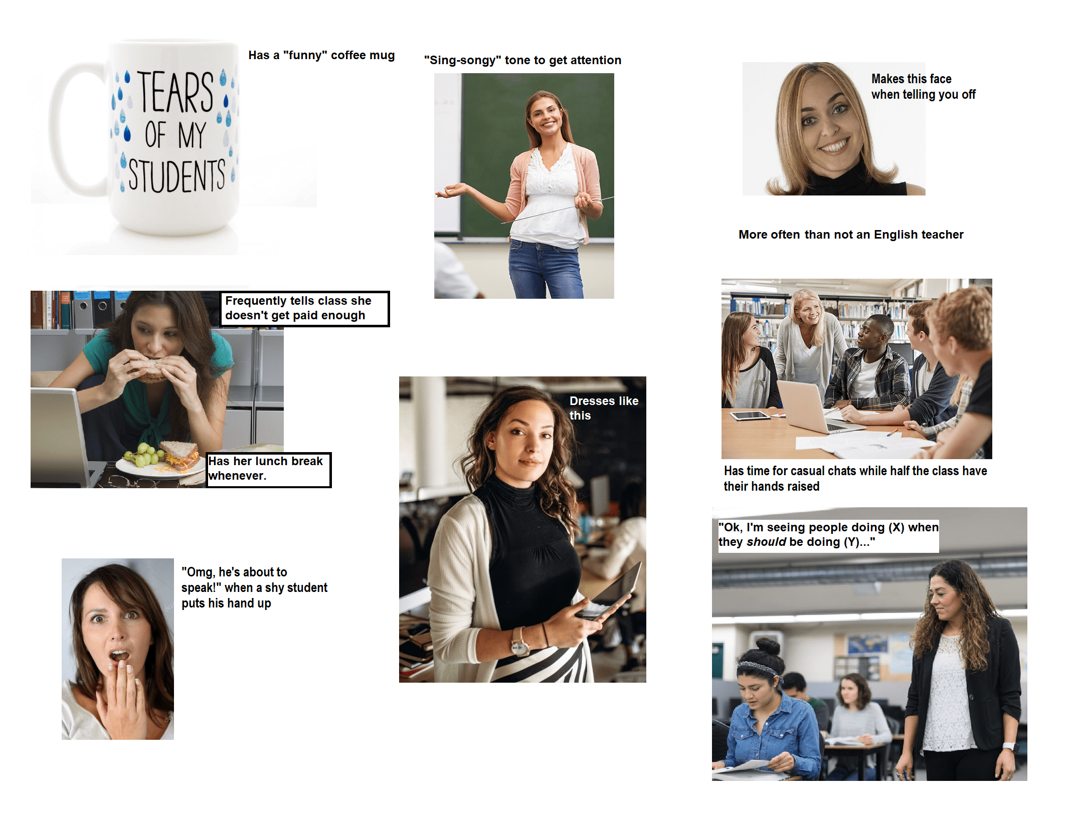 "Patronizing female teacher" Starter Pack r/starterpacks