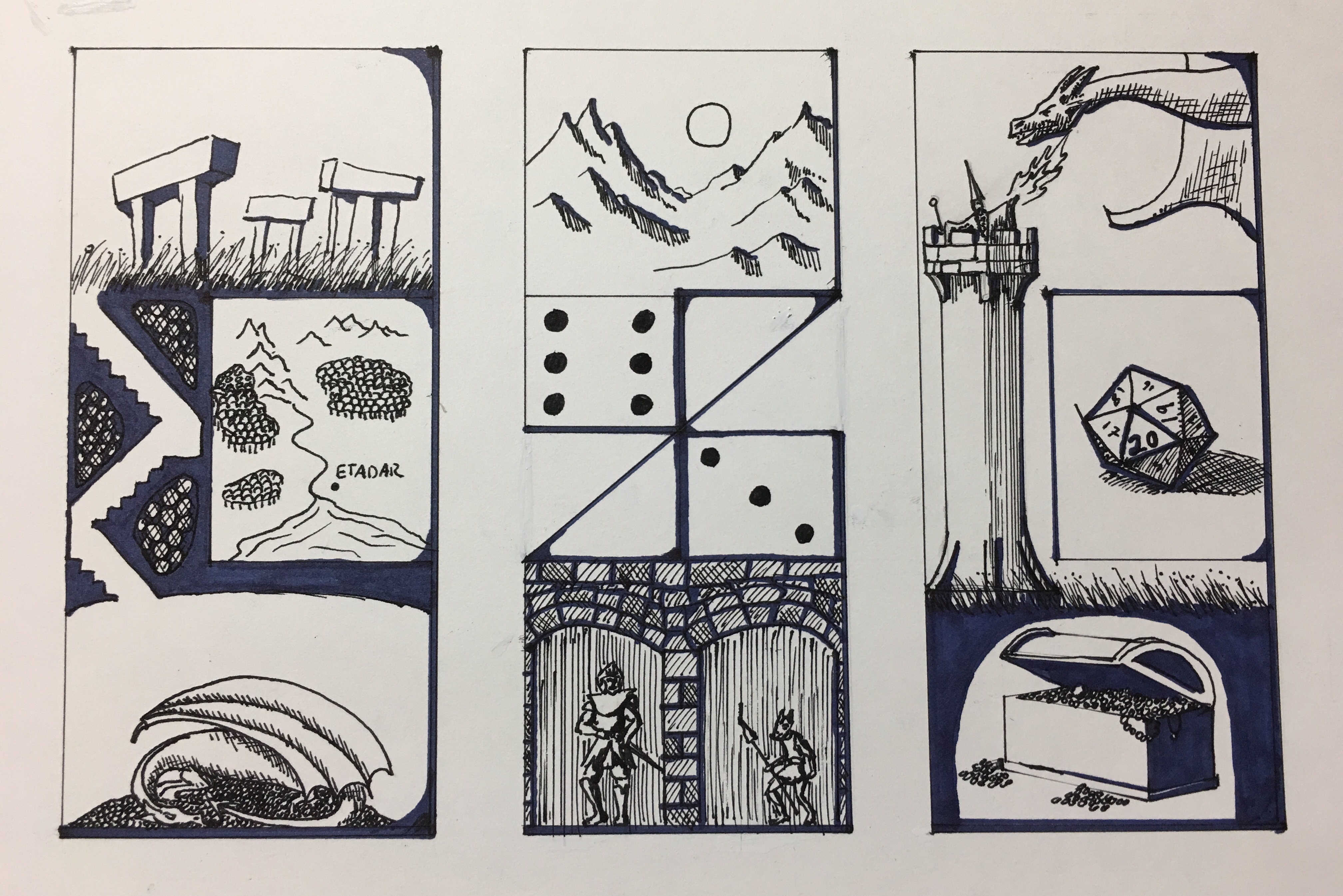 [Art] Some D&D art I subtly made in the shape of the letters "D&D" DnD