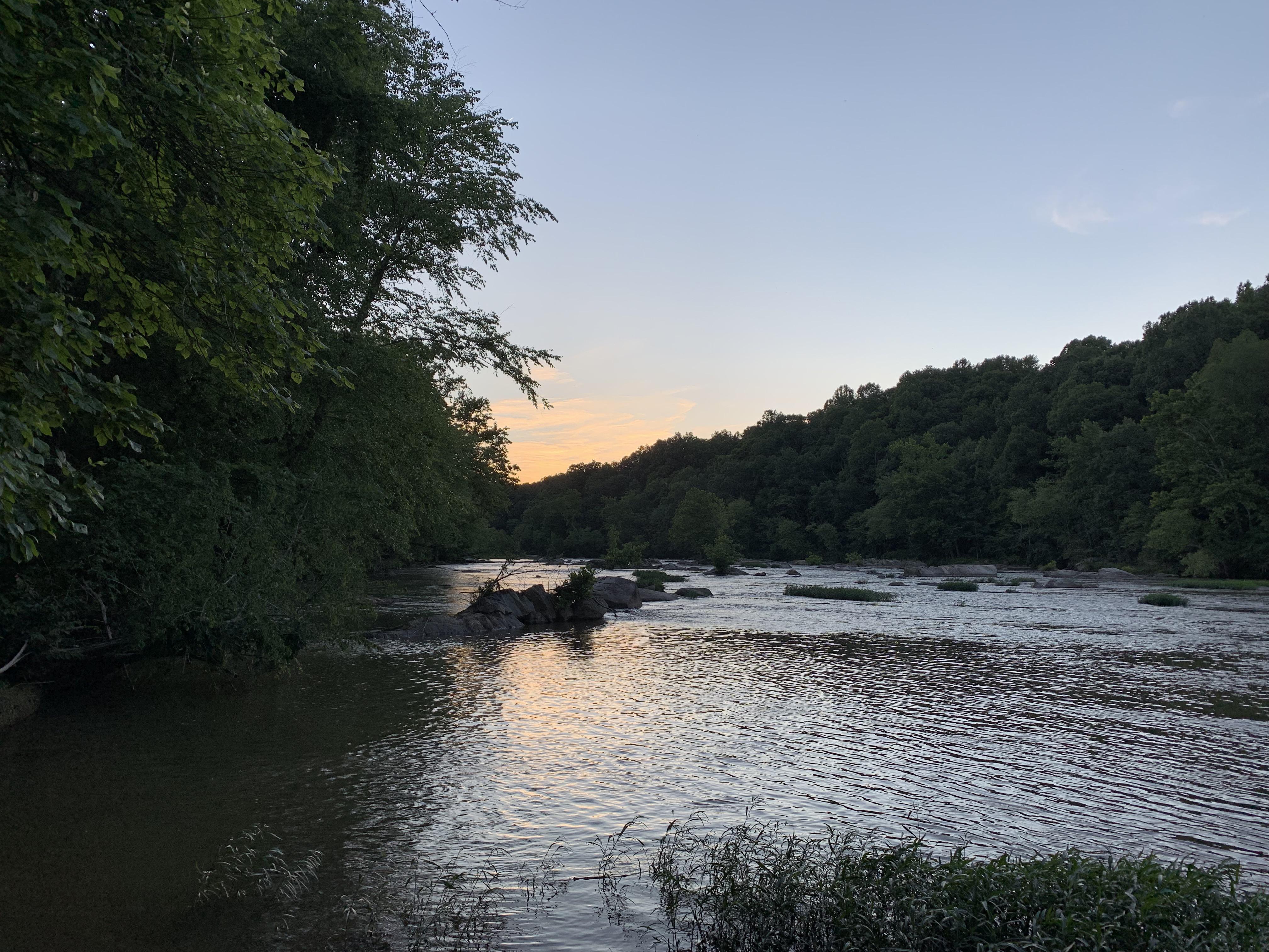 The confluence of the Rapidan and Rappahannock Rivers near