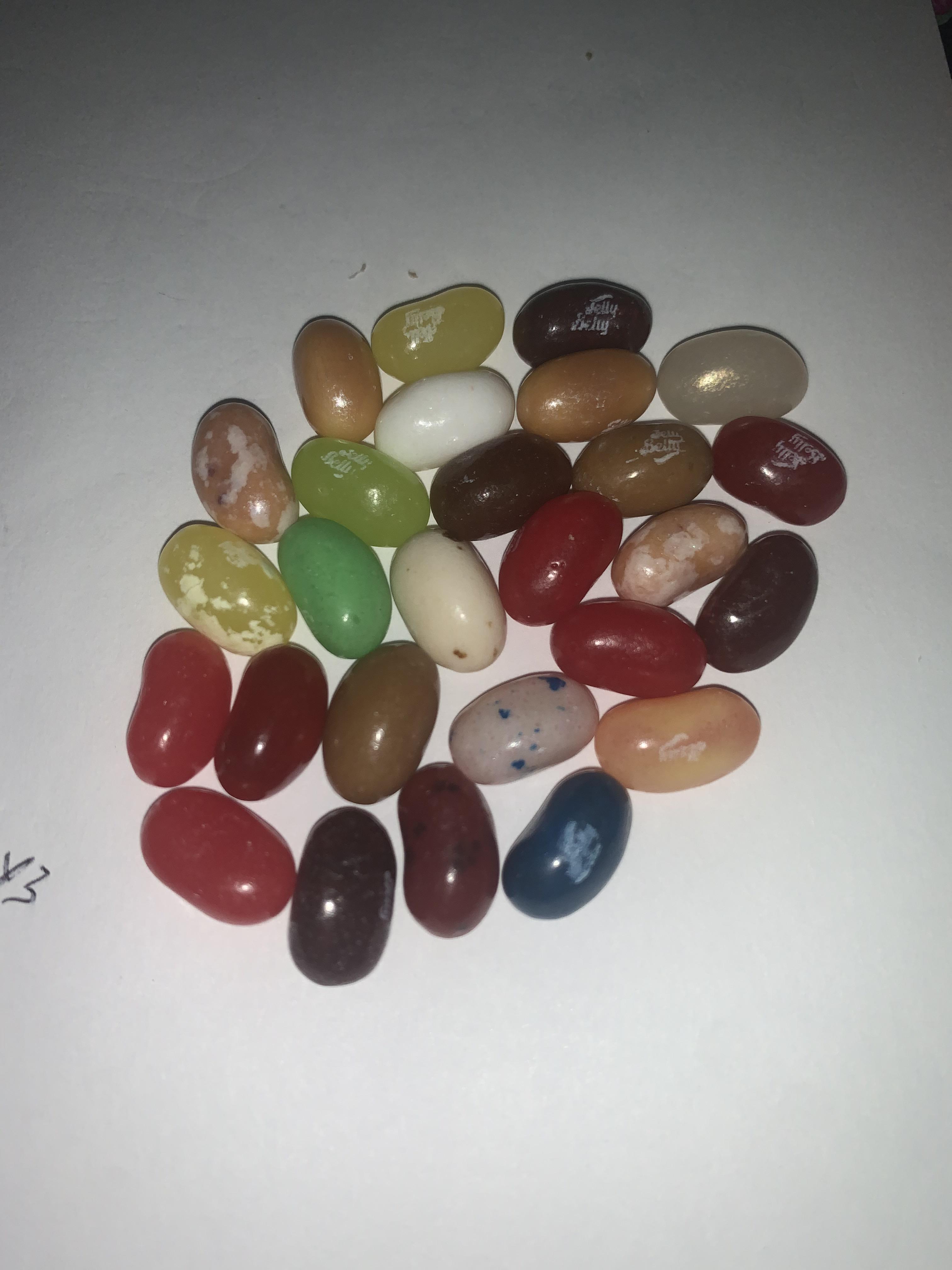 27 jelly beans. Safe food because each one is different and delicious