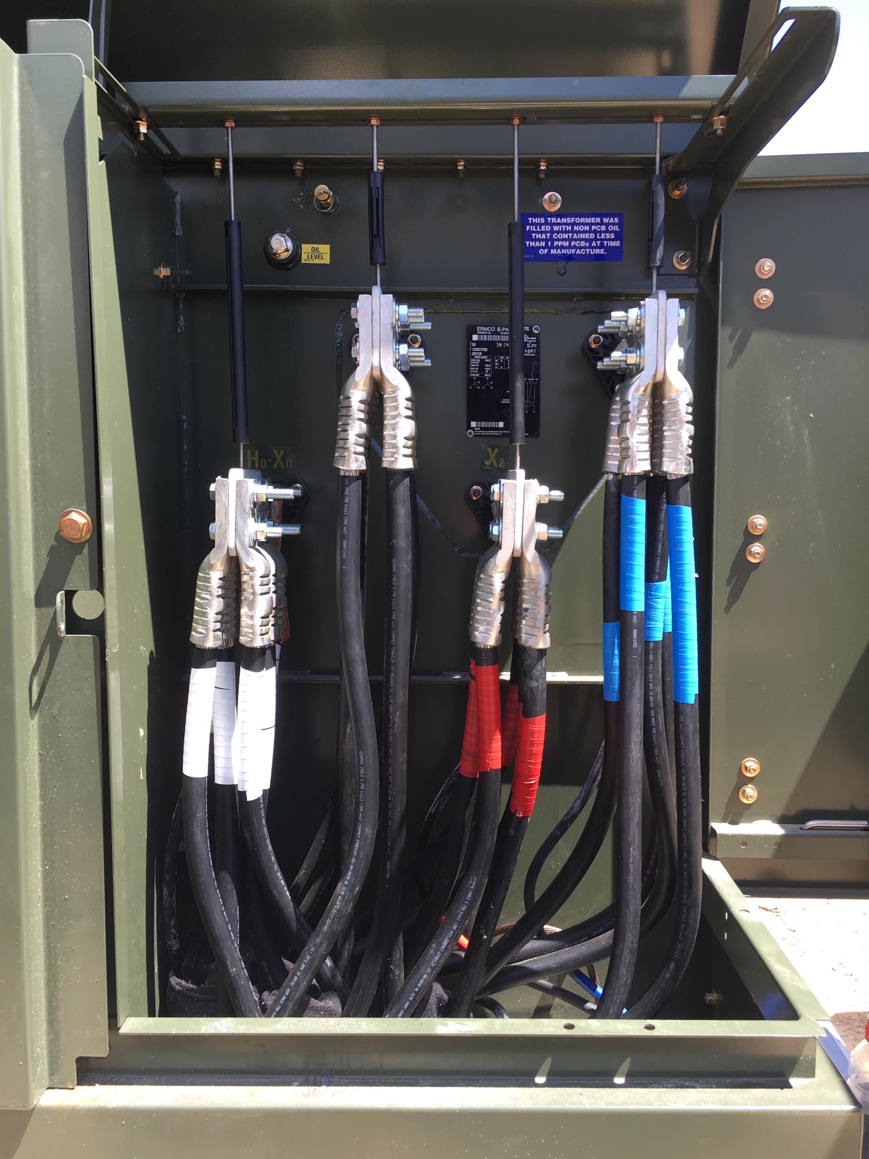 5 sets of 4750 aluminum to a 2,000A switchgear inside the building