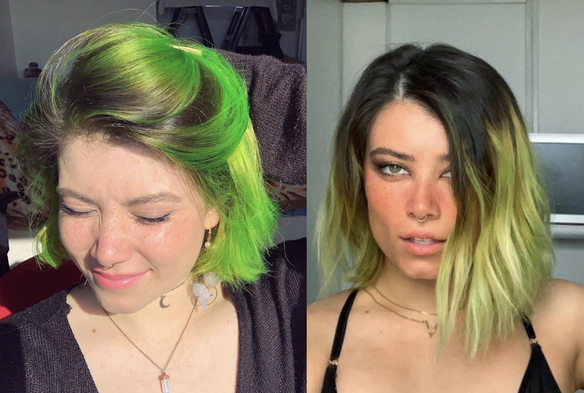 I quite like how my DIY lime green hair has faded and grown! r/FancyFollicles