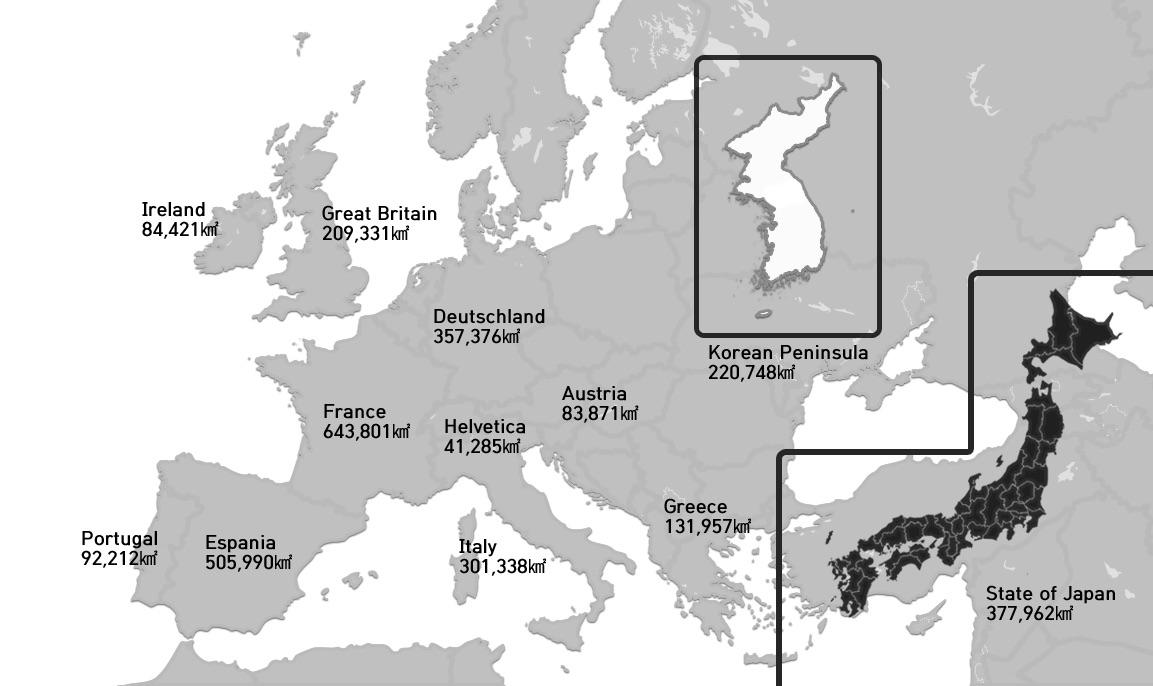 Sizes of Japan and Korea compared to Western Europe r/MapPorn