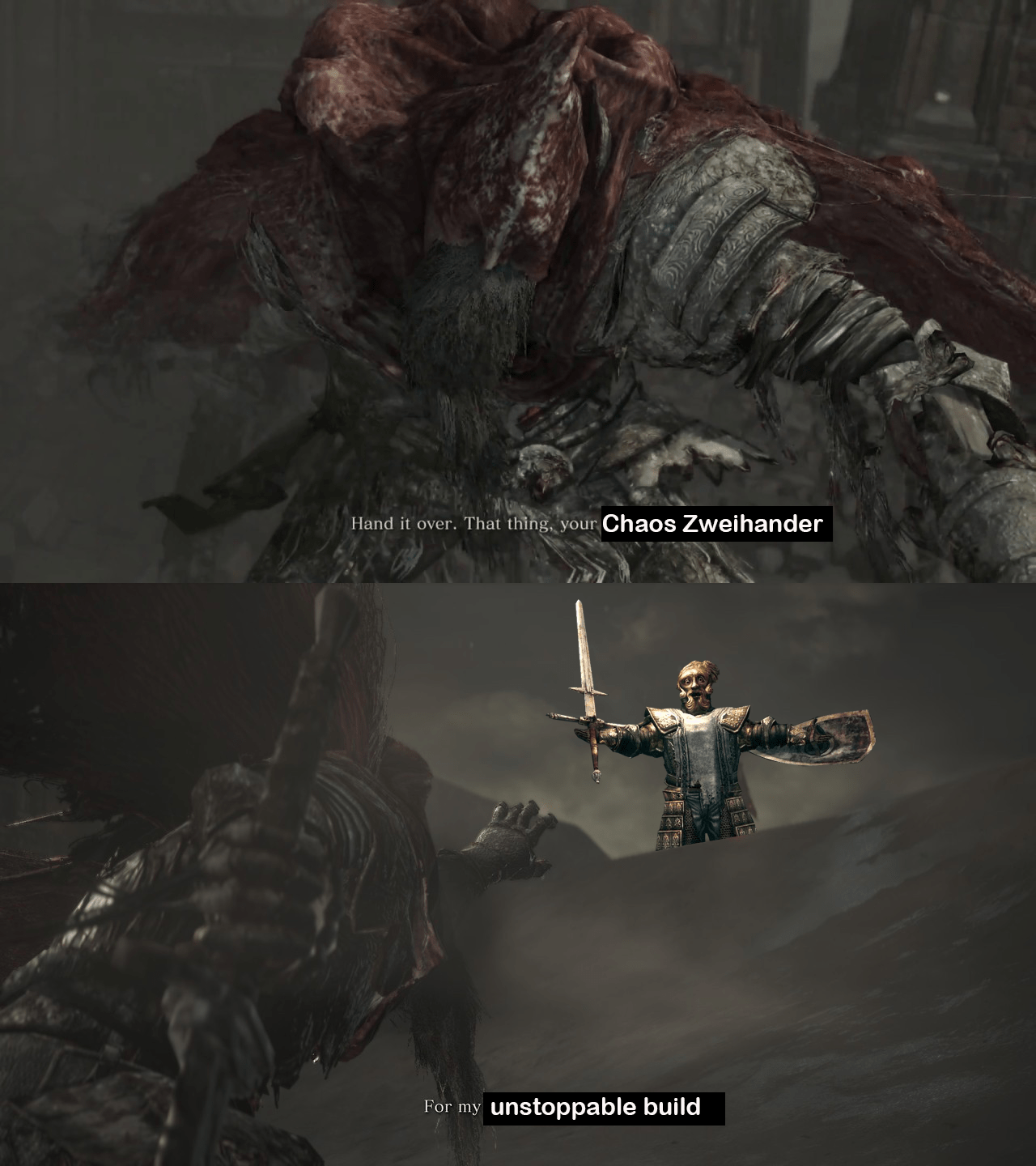 I found a new cutscene when you beat DS3 with max poise shittydarksouls