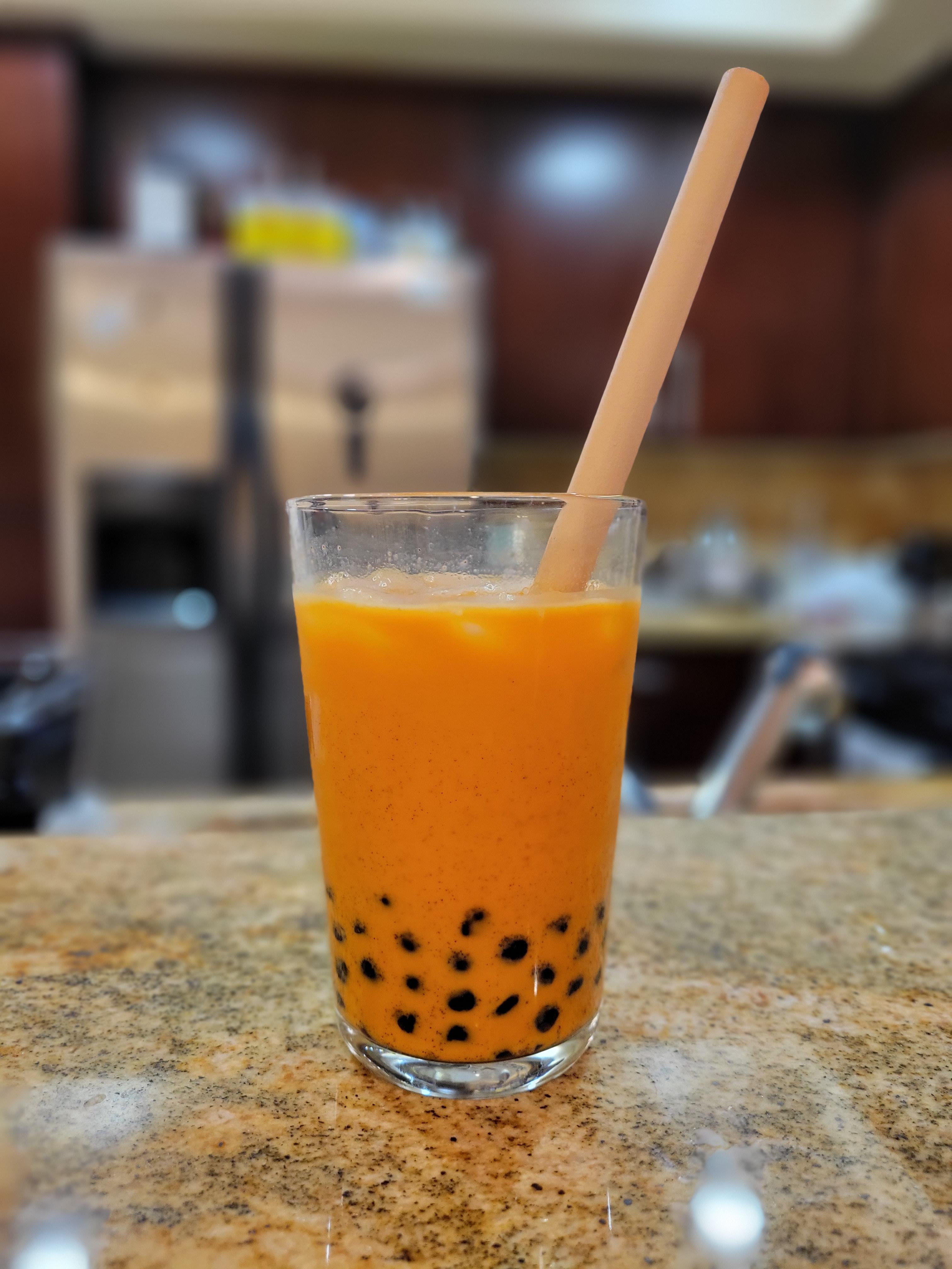[Homemade] Thai iced tea with boba r/food