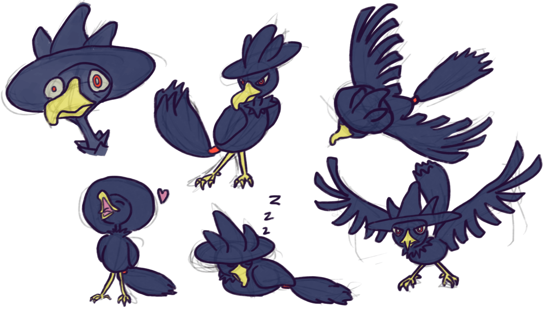 A few quick murkrow sketches r/pokemon